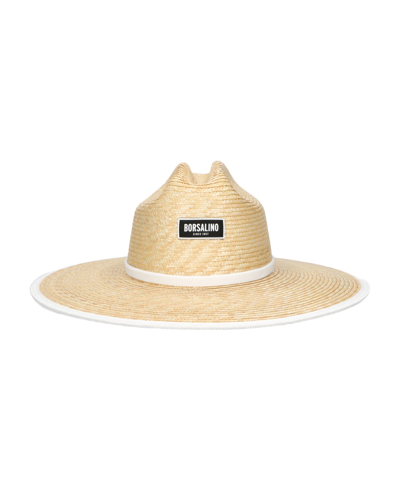 Borsalino Surfer Braided Straw - NATURAL, WHITE HAT BAND