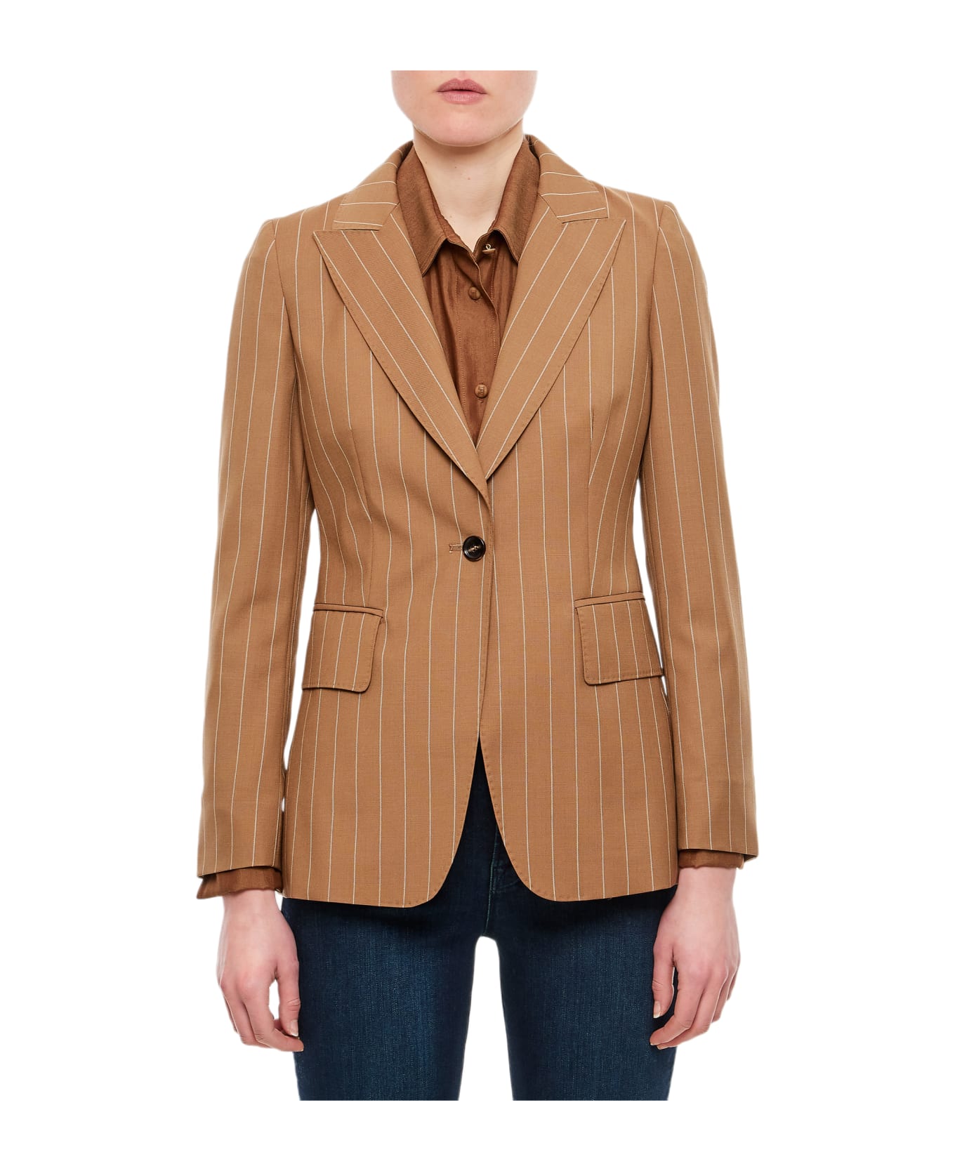 Max Mara Single Breasted Wool Jacket - Beige