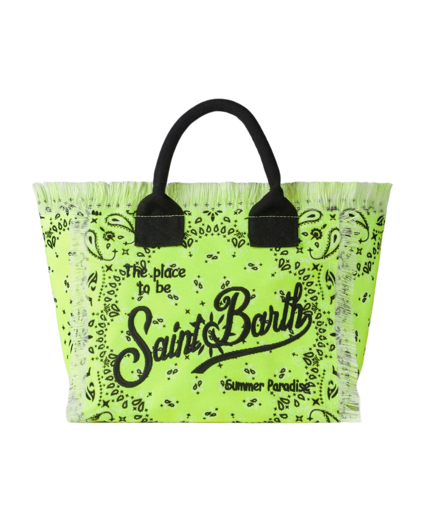 MC2 Saint Barth Colette Fluo Yellow Handbag With Bandanna Print - YELLOW