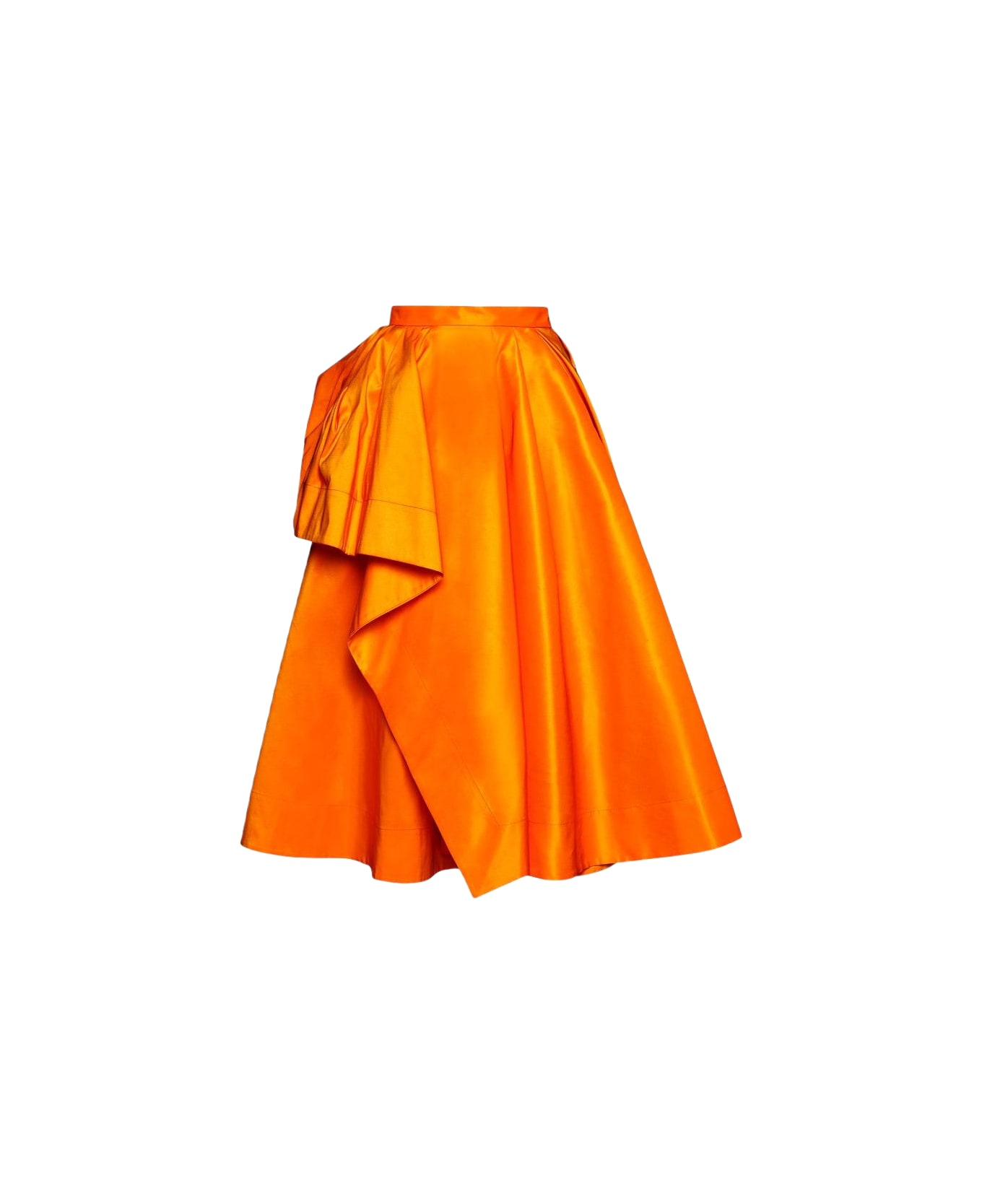 Alexander McQueen Asymmetric Taffeta Midi Skirt - Orange