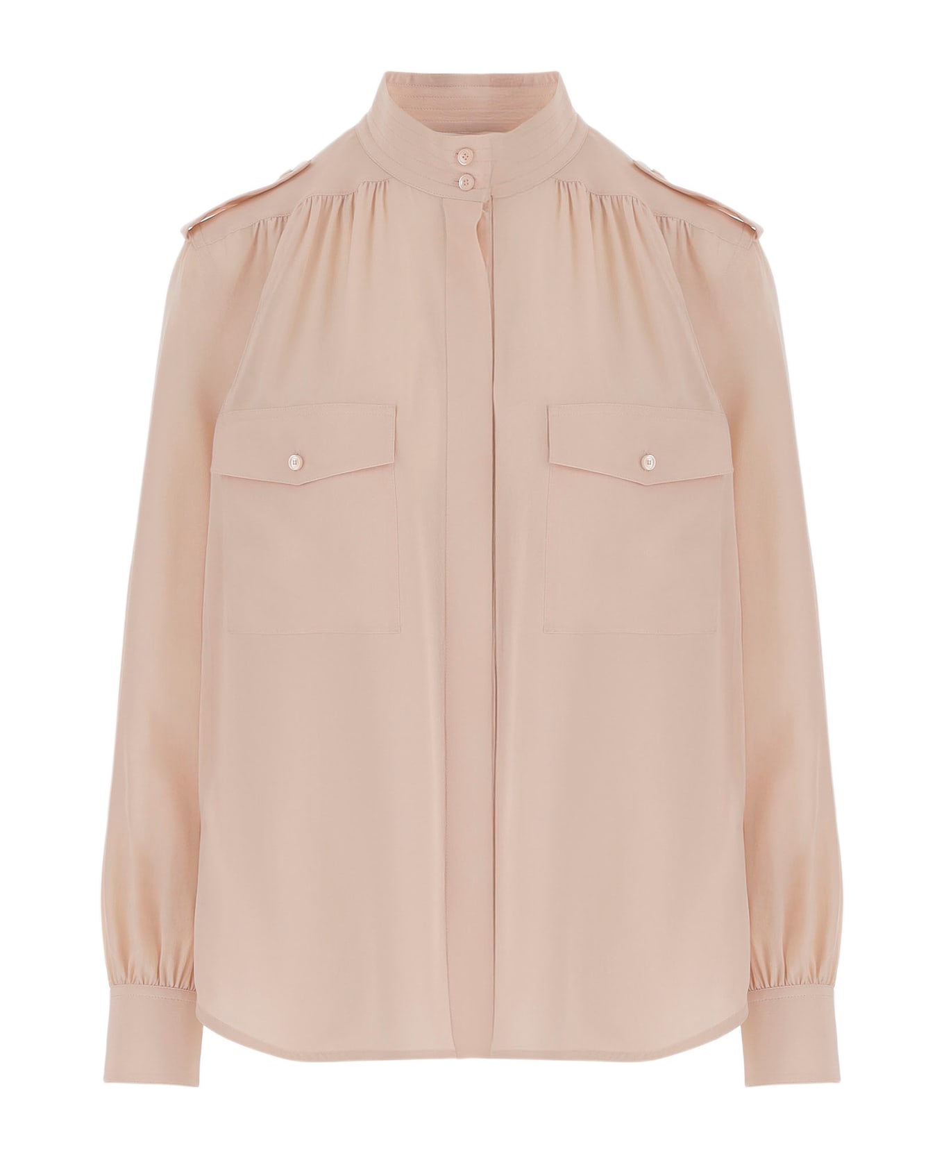 Chloé Pleated Silk Crepe Shirt - Pink