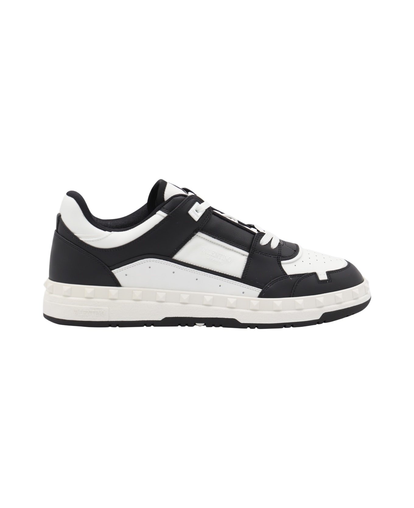 Valentino Garavani Black And White Leather Sneakers - White