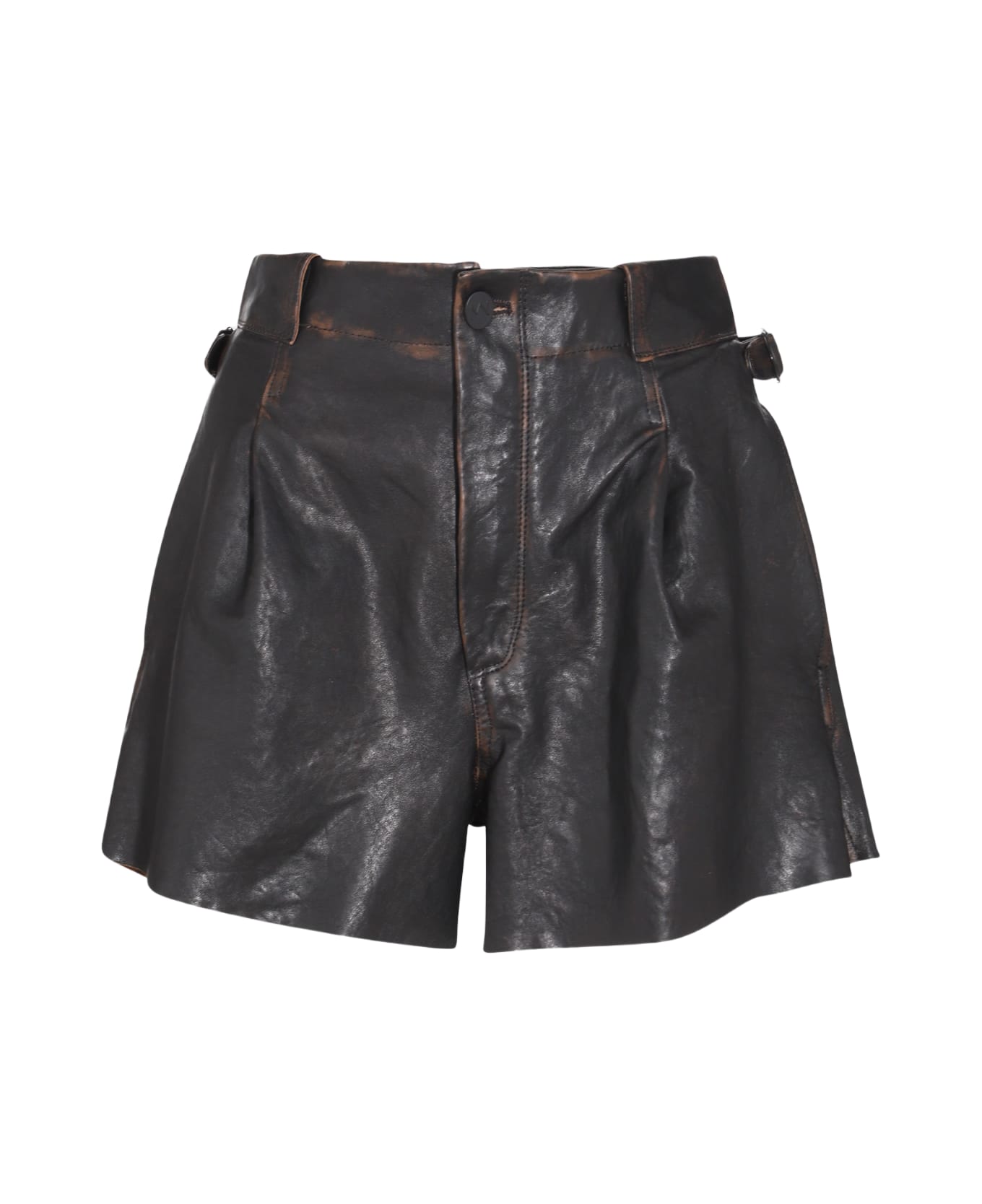 The Mannei Black Leather Sakib Shorts