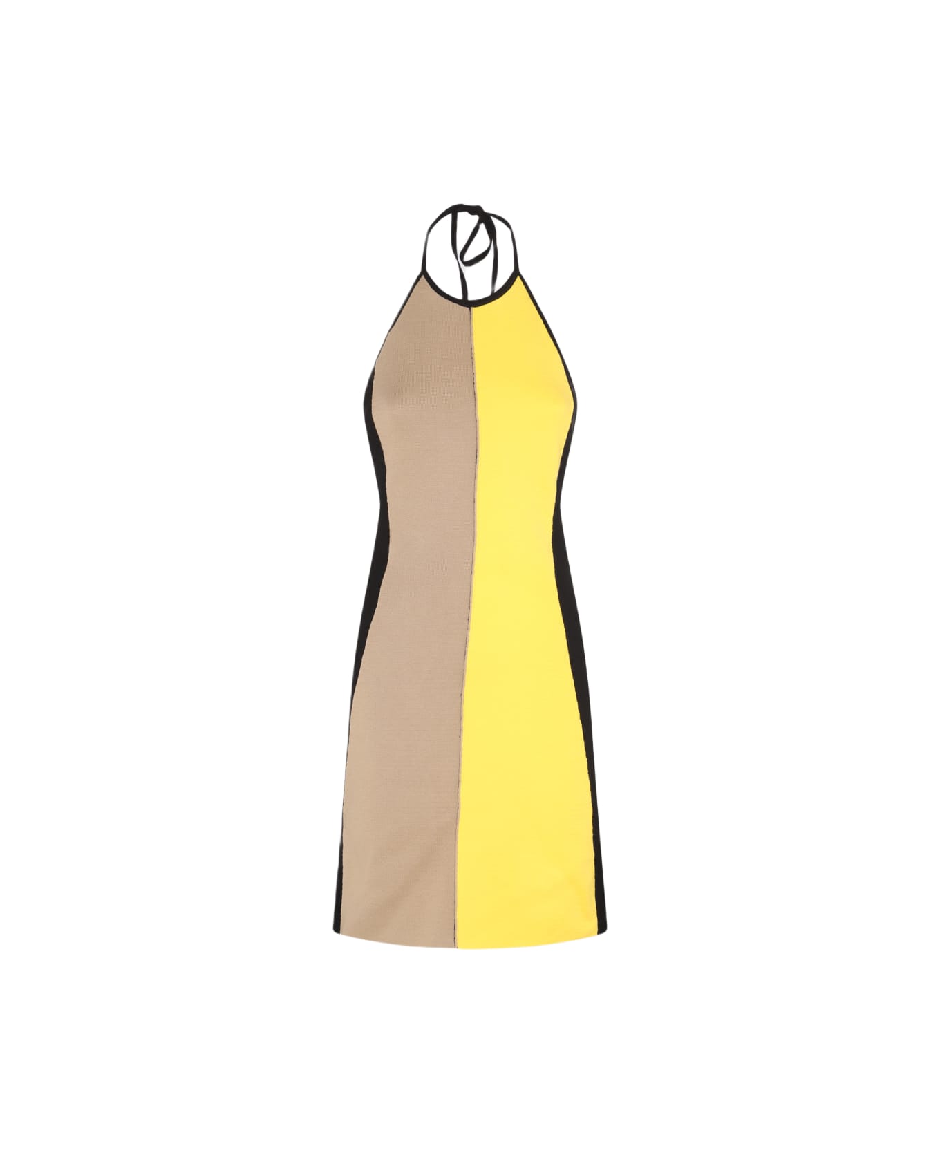 Sunnei Black, Yellow, Beige And White Cotton Dress - MultiColour ワンピース＆ドレス