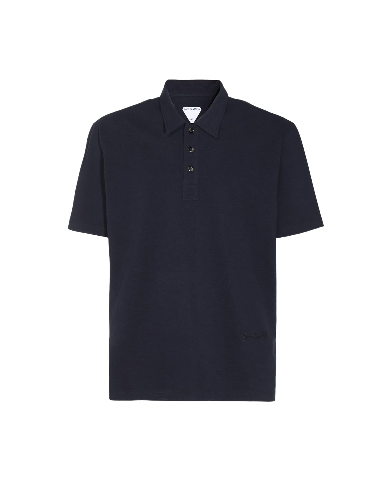 Bottega Veneta Black Cotton Polo Shirt - ABYSS MELANGE