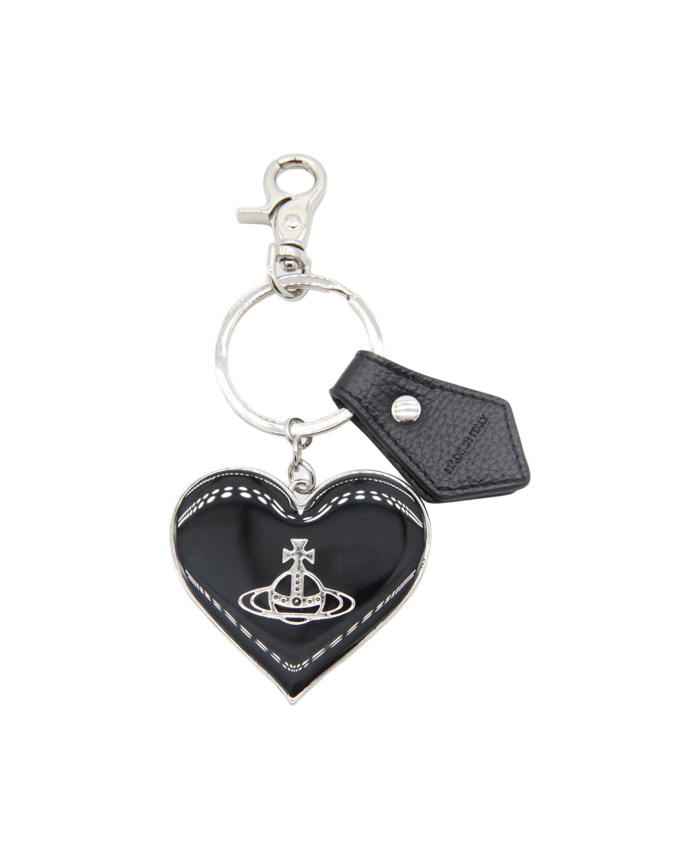 Vivienne Westwood Black Veg Rain Orb Heart Key Ring - BLACK VEG GRAIN