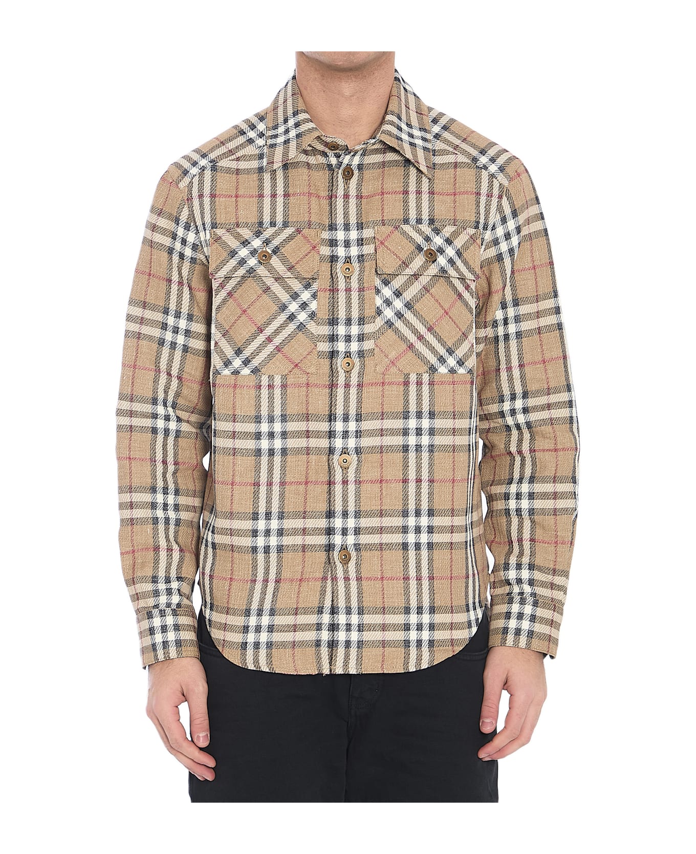 Burberry Check Overshirt - BROWN