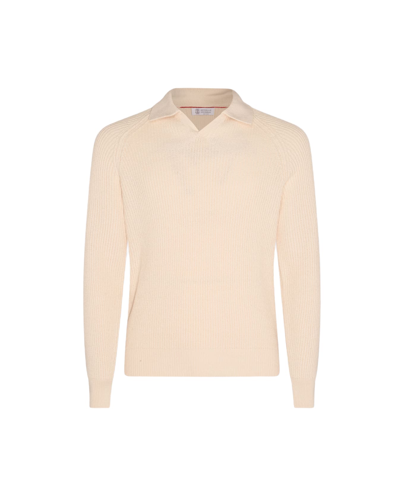 Brunello Cucinelli Ecru Cotton Polo Sweater - Beige ニットウェア