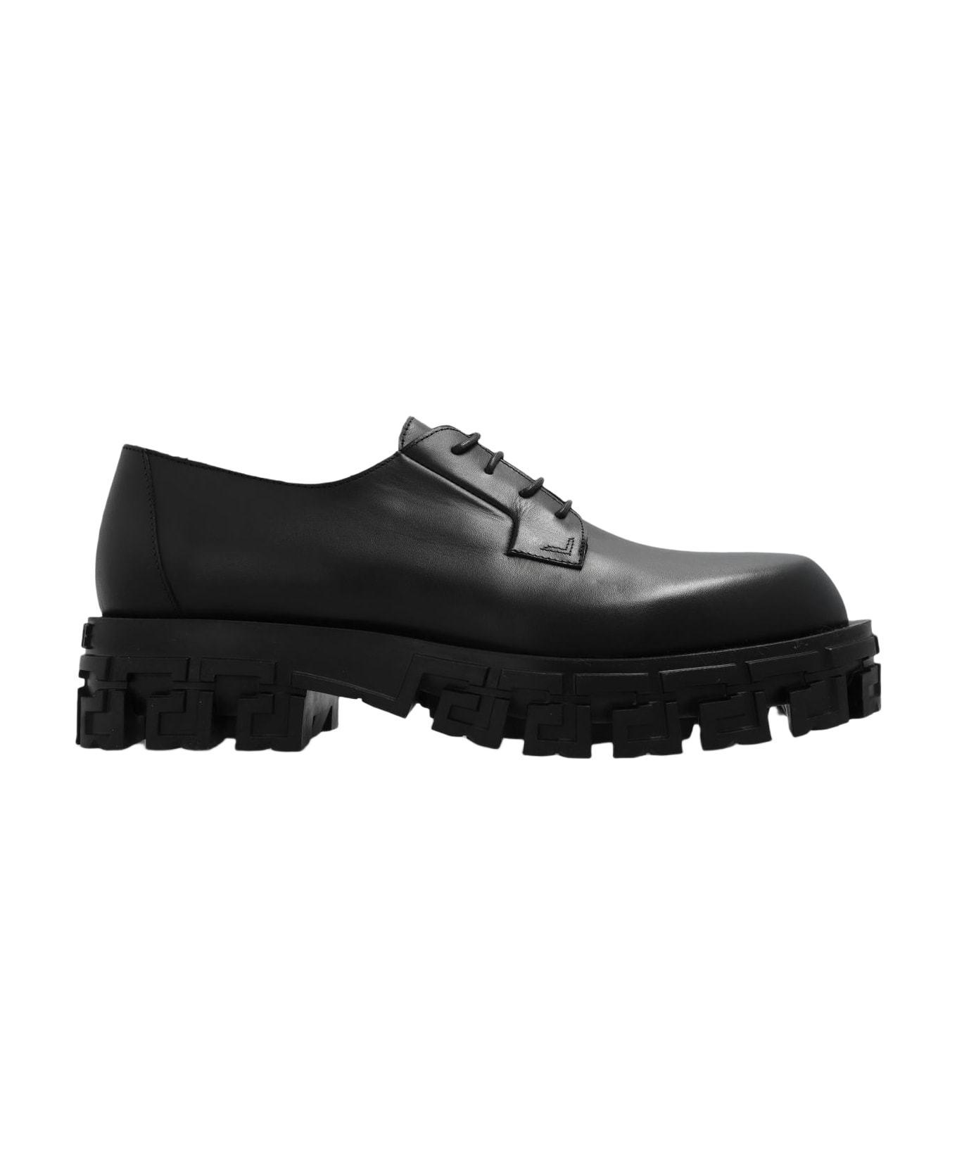Versace Leather Derby Shoes - Black