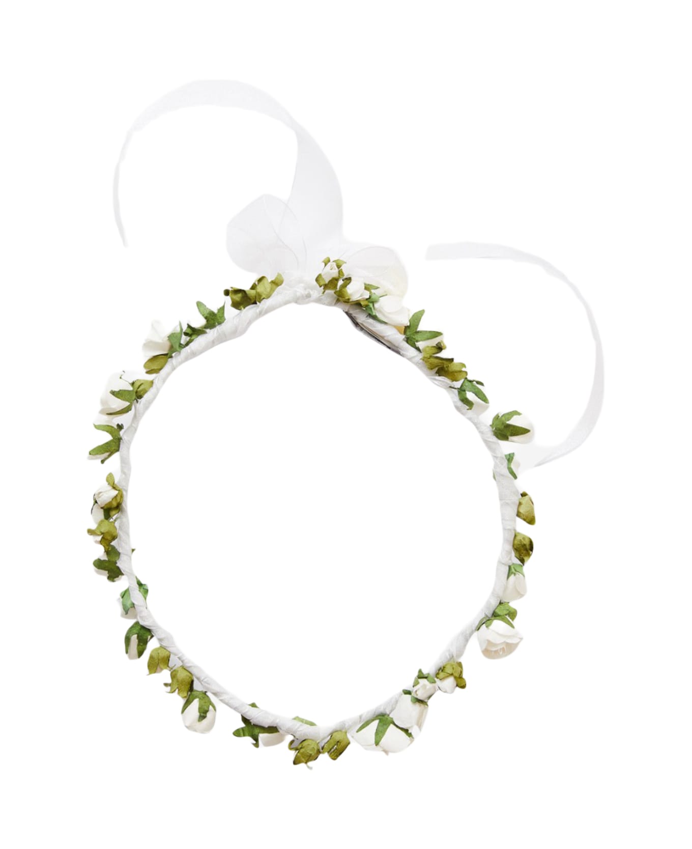 Il Gufo Floral Headband With Bow Detail - White