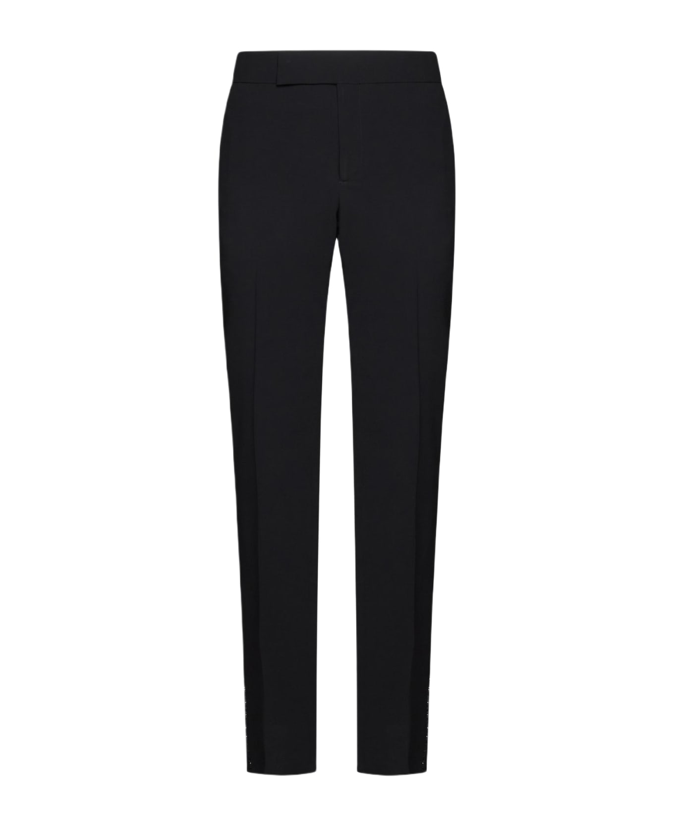 Giorgio Armani Rhinestoned Wool Tuxedo Trousers - Black