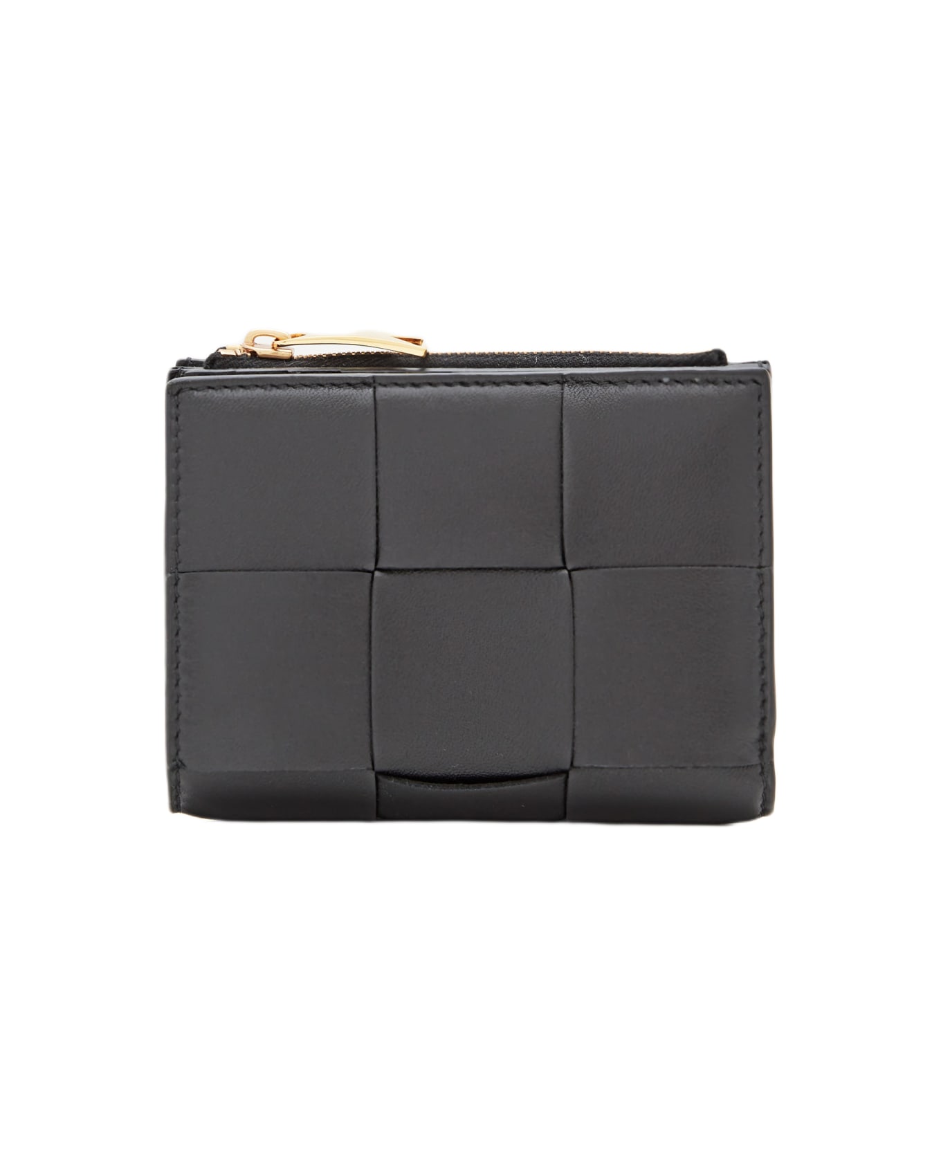 Bottega Veneta Bi-fold Leather Zip Wallet - Black