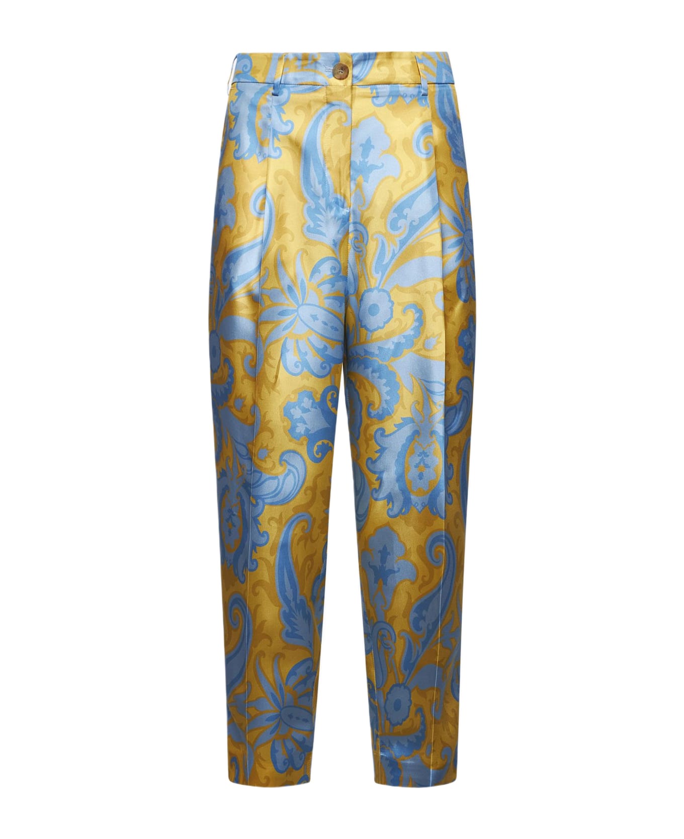 Etro Paisley Print Silk Trousers - MultiColour