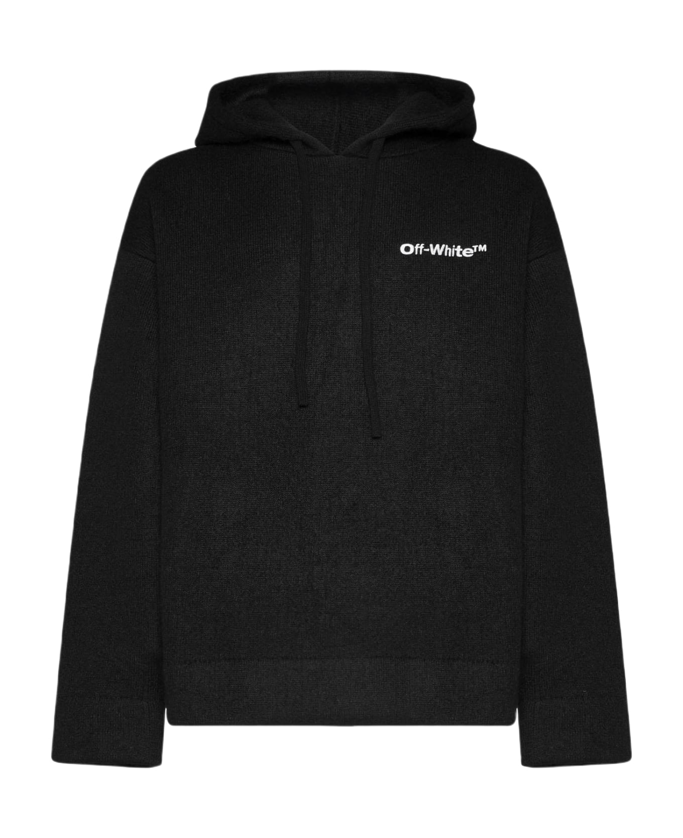 Off-White Wool And Mohair Knit Hoodie - Black