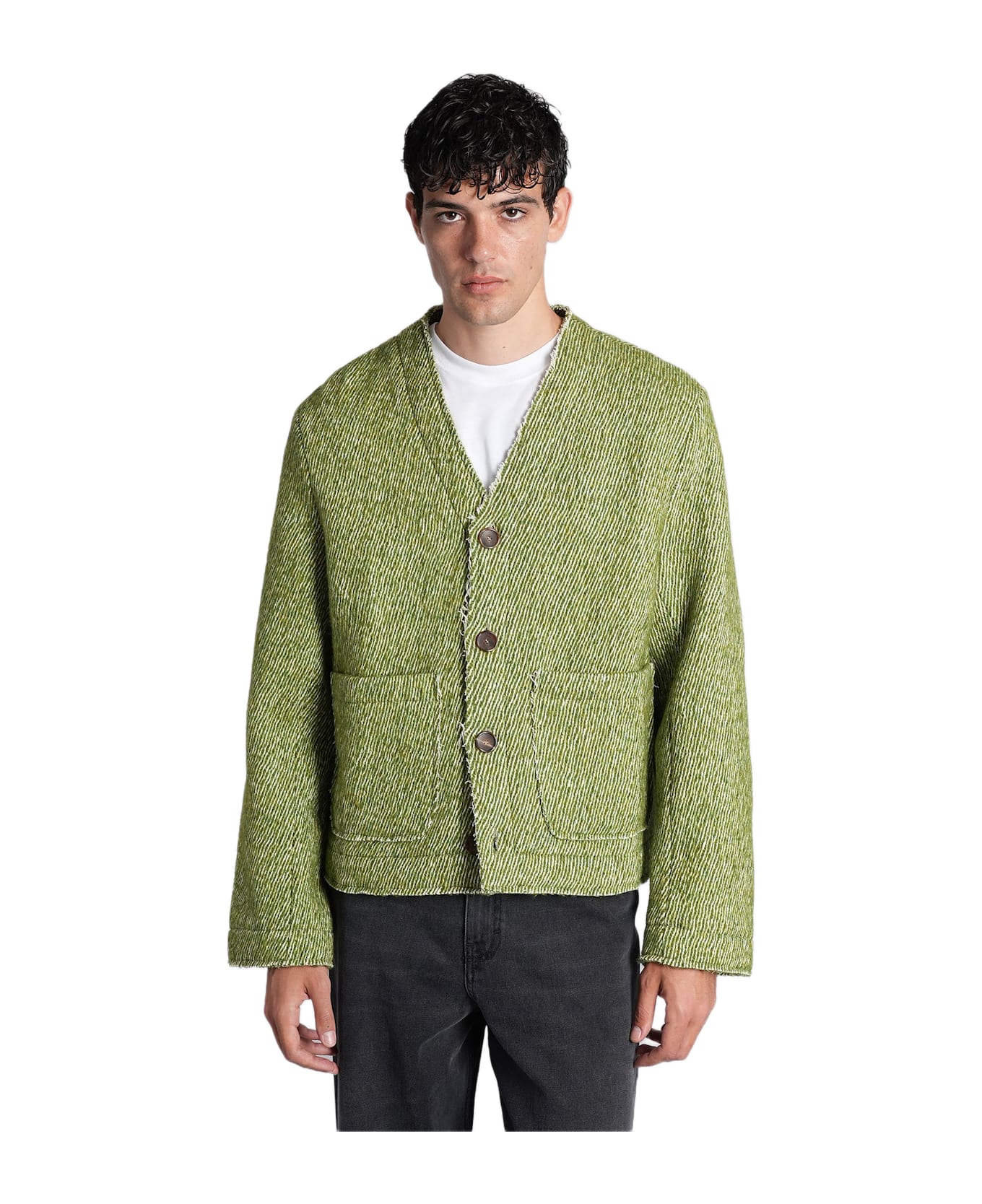 Séfr Pavel Cardigan In Green Cotton - green
