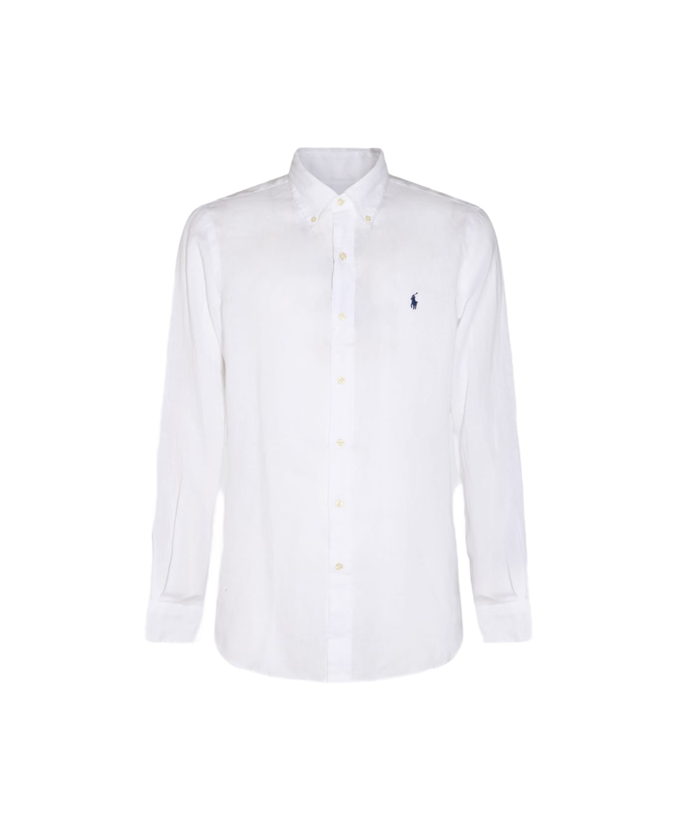 Polo Ralph Lauren White And Blue Linen Shirt - White