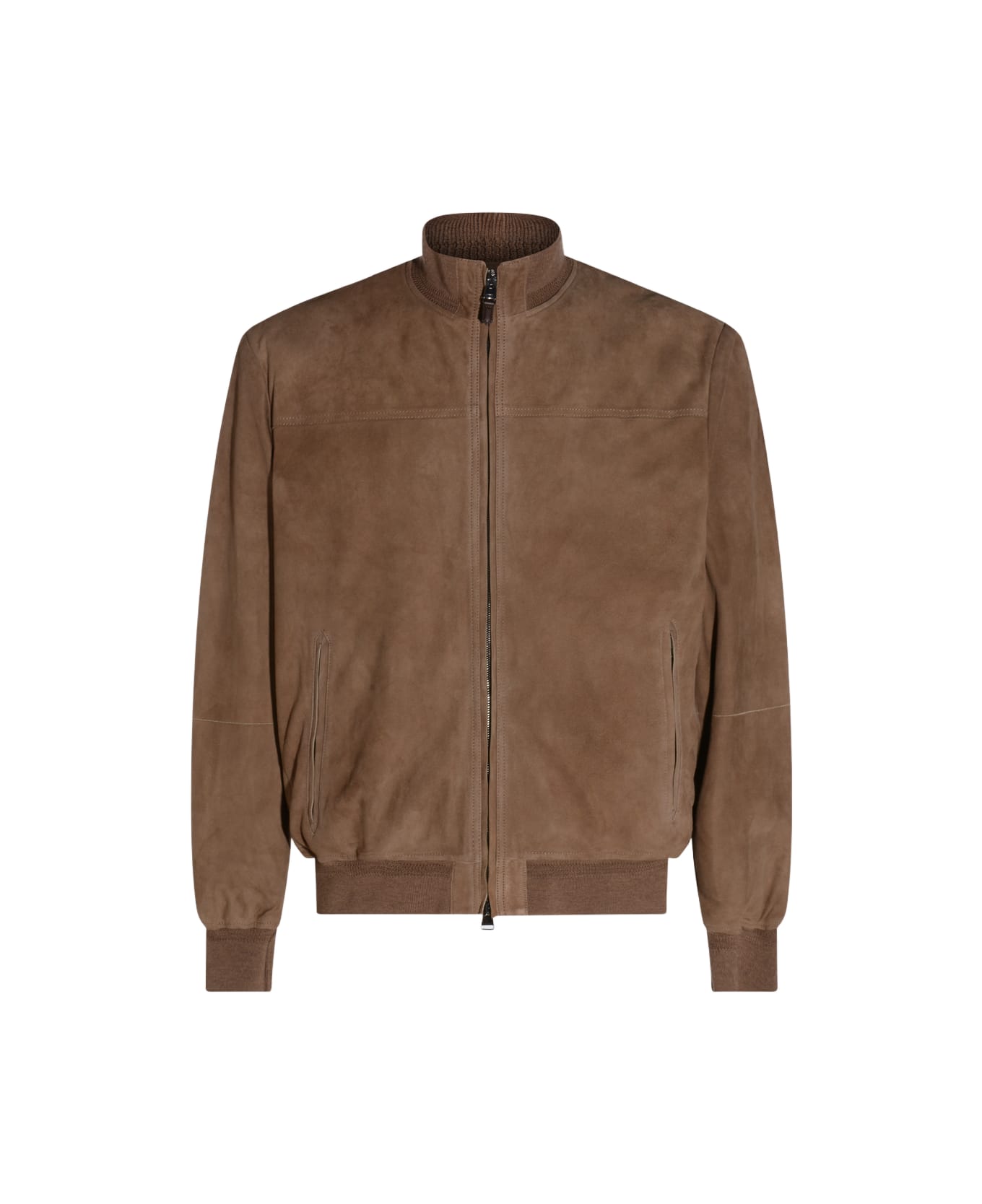 Canali Light Brown Leather Jacket