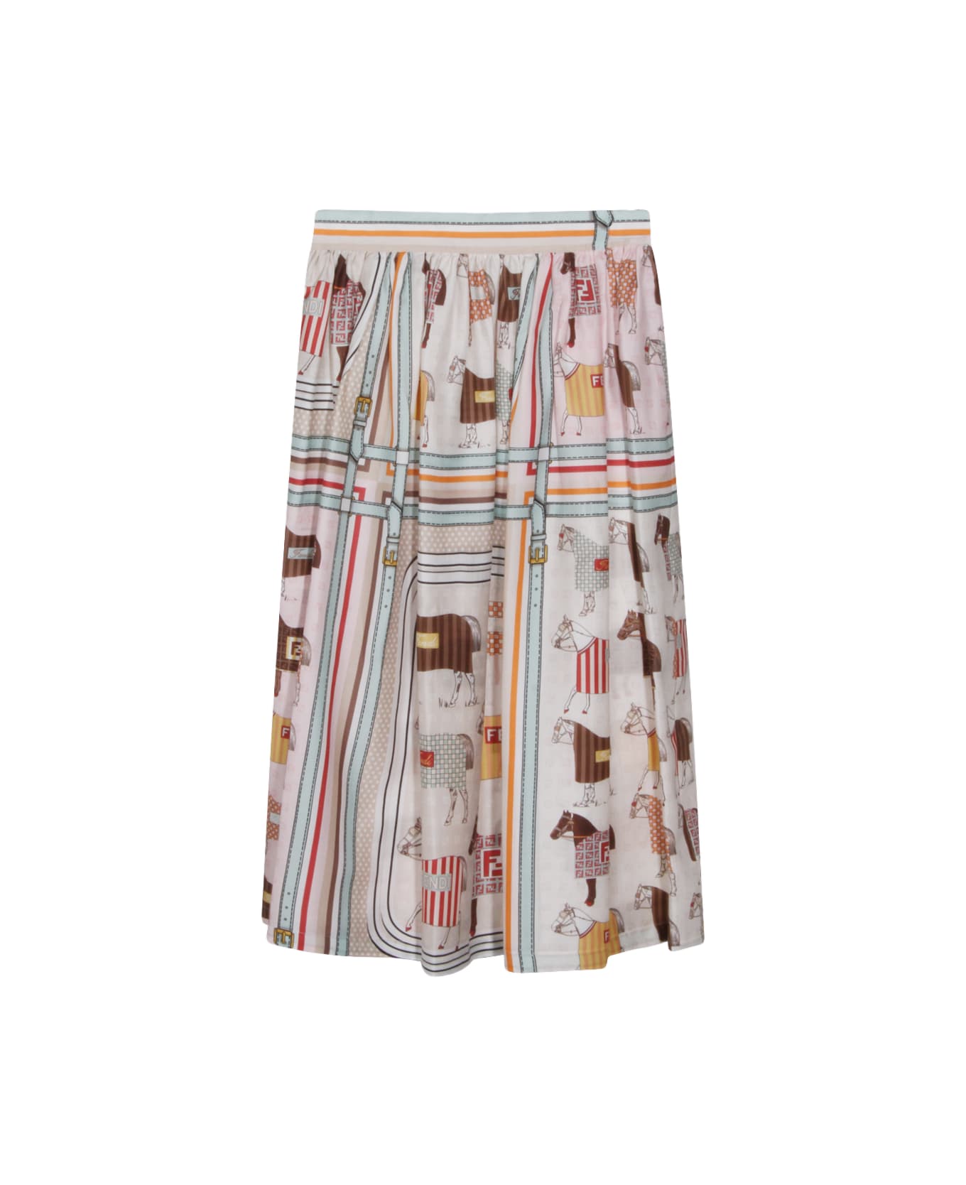 Fendi Multicolor Cotton Skirt - PINK/MULTI