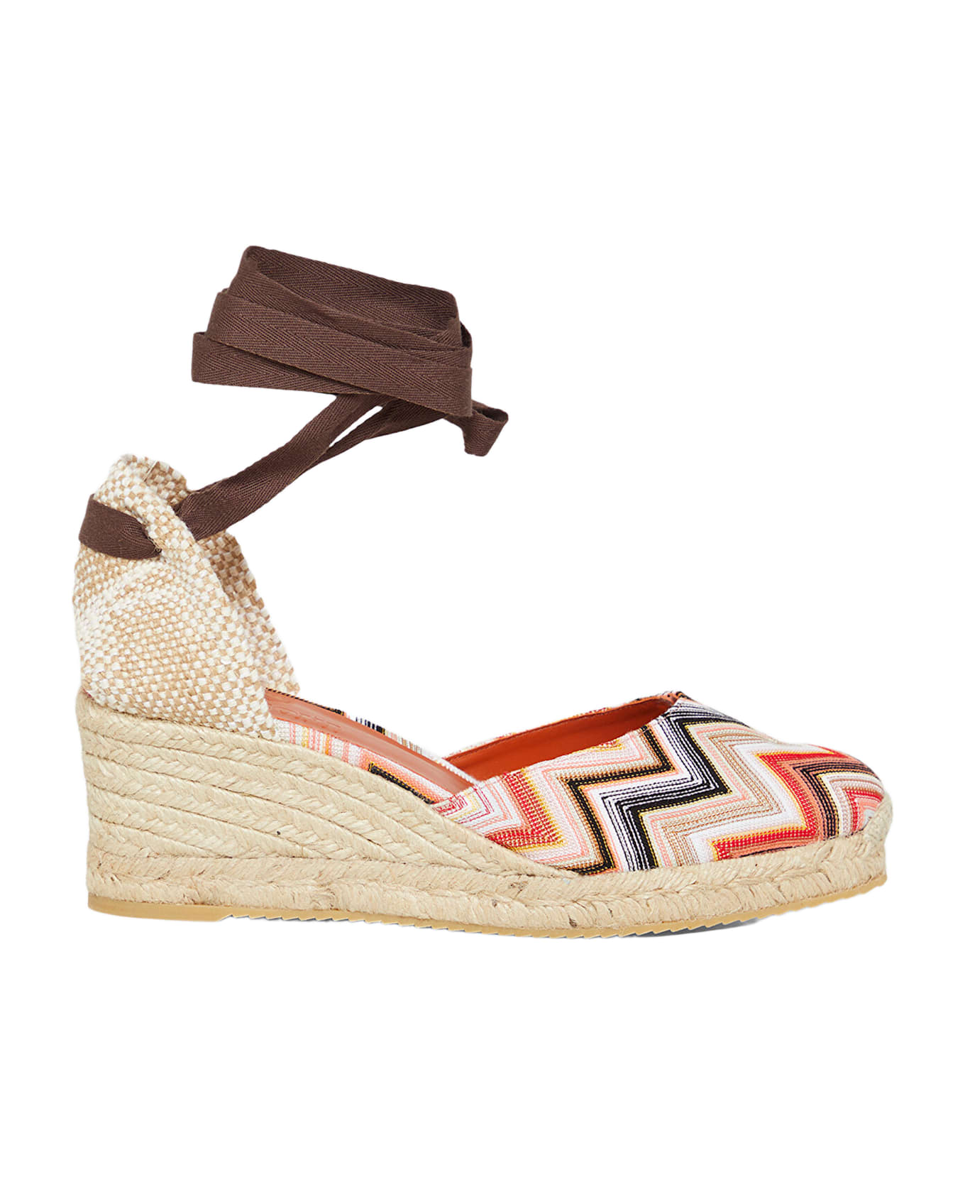 Missoni Espadrilles Zig Zag Pattern With High Wedge - Red