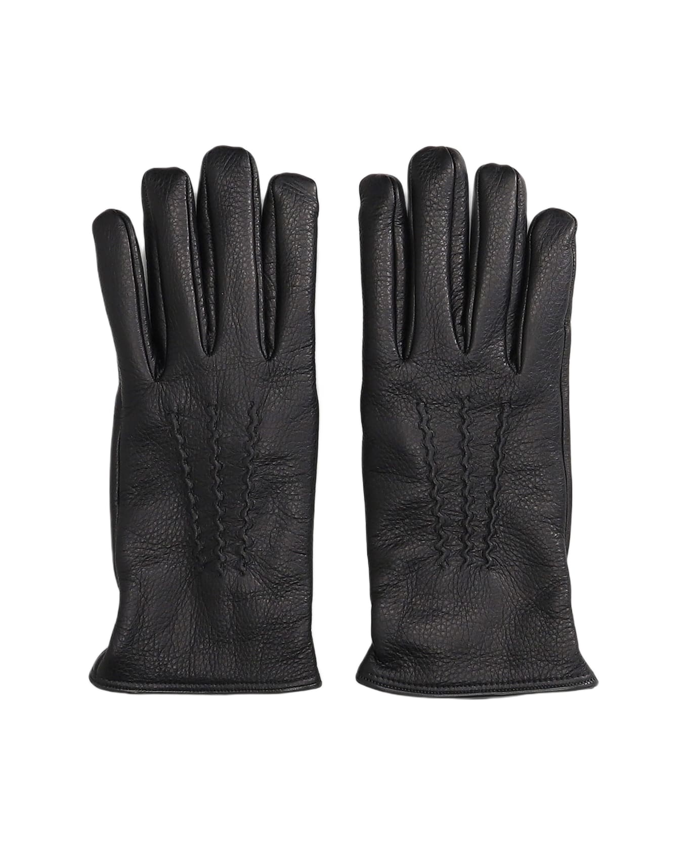 Lardini Gloves In Black Leather - black