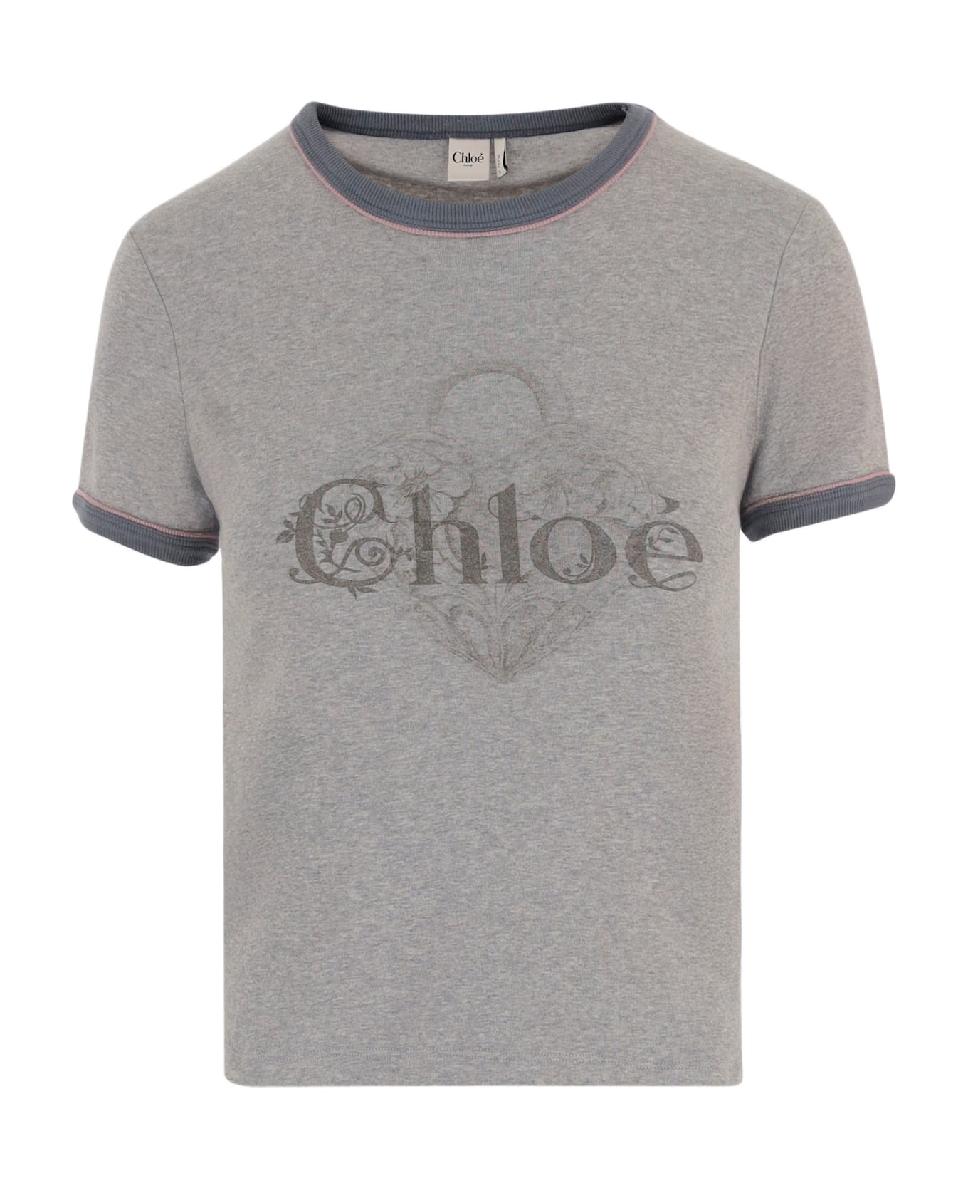 Chloé Cotton T-shirt With Logo - Grey