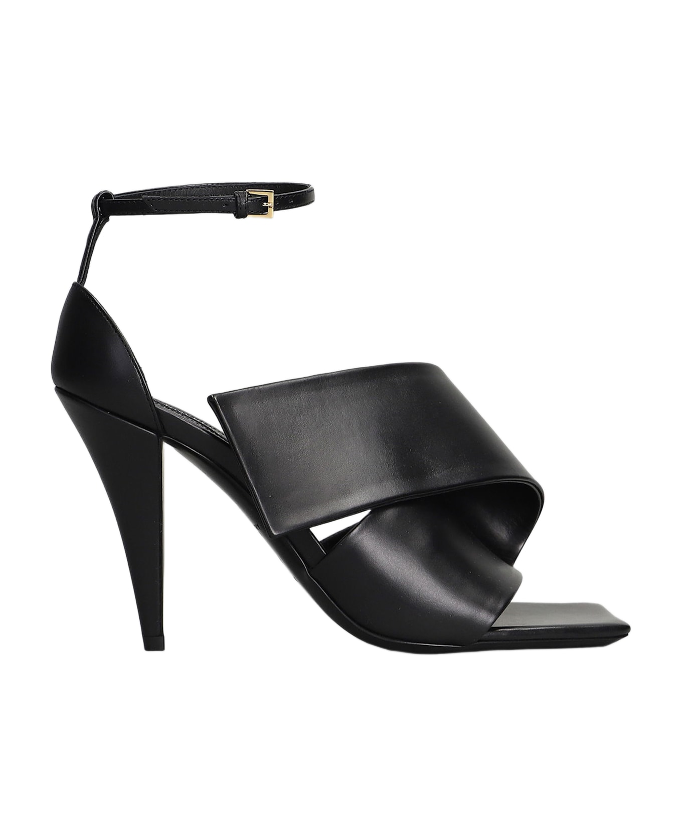 Givenchy Sliced Square Sandals In Black Leather - black