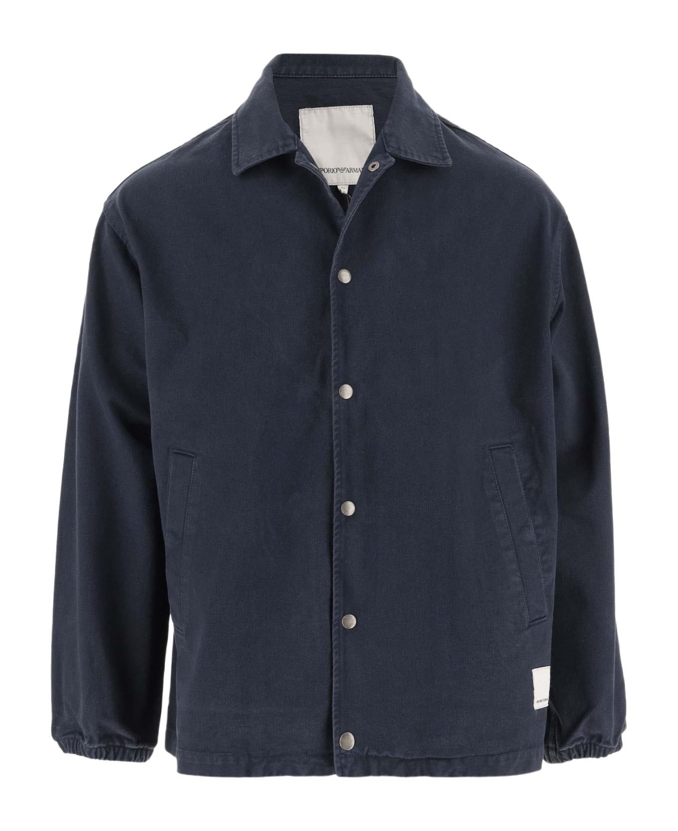Emporio Armani Cotton Jacket With Logo - Blue コート