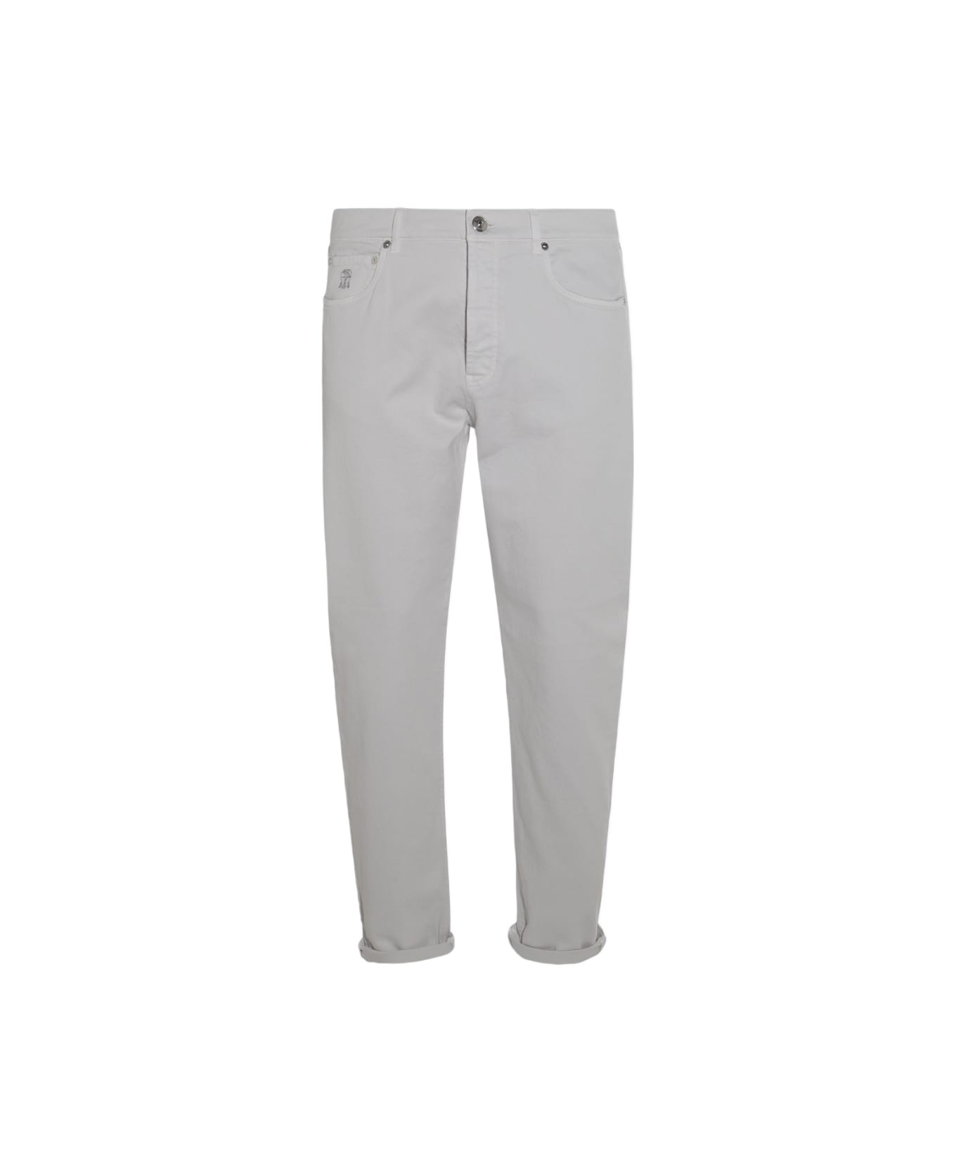 Brunello Cucinelli White Cotton Pants - Gesso