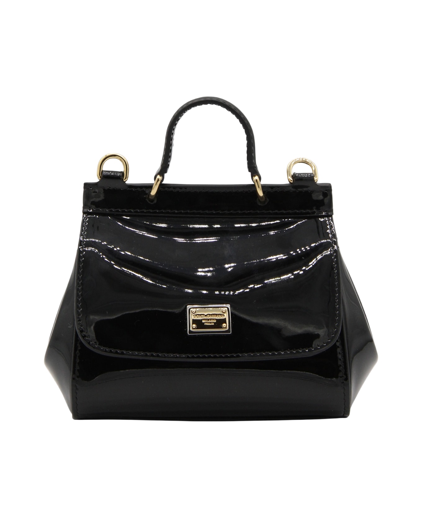 Dolce 
Gabbana Black Leather Sicily Top Handle Bag - Black