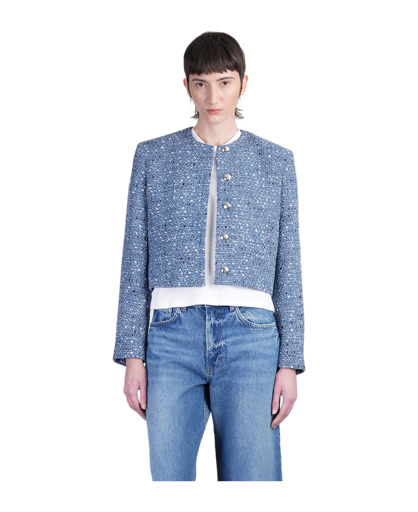 Anine Bing Amber Casual Jacket In Blue Cotton - BLUE