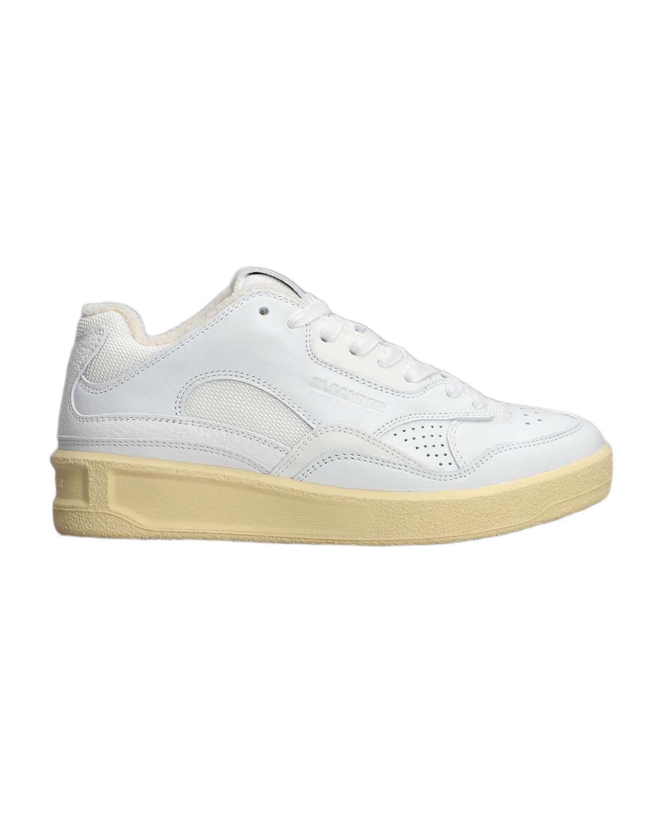 Jil Sander Basket Low Sneakers In White Leather - white スニーカー