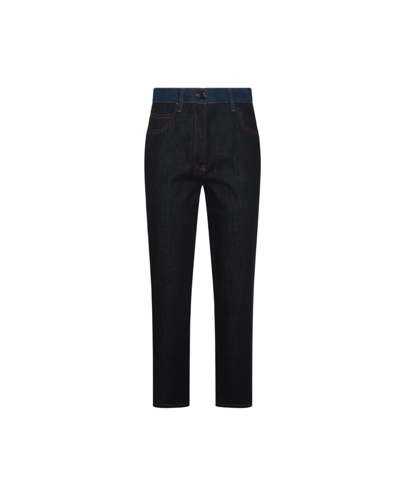 Fendi Dark Blue Cotton Denim Jeans - Blue