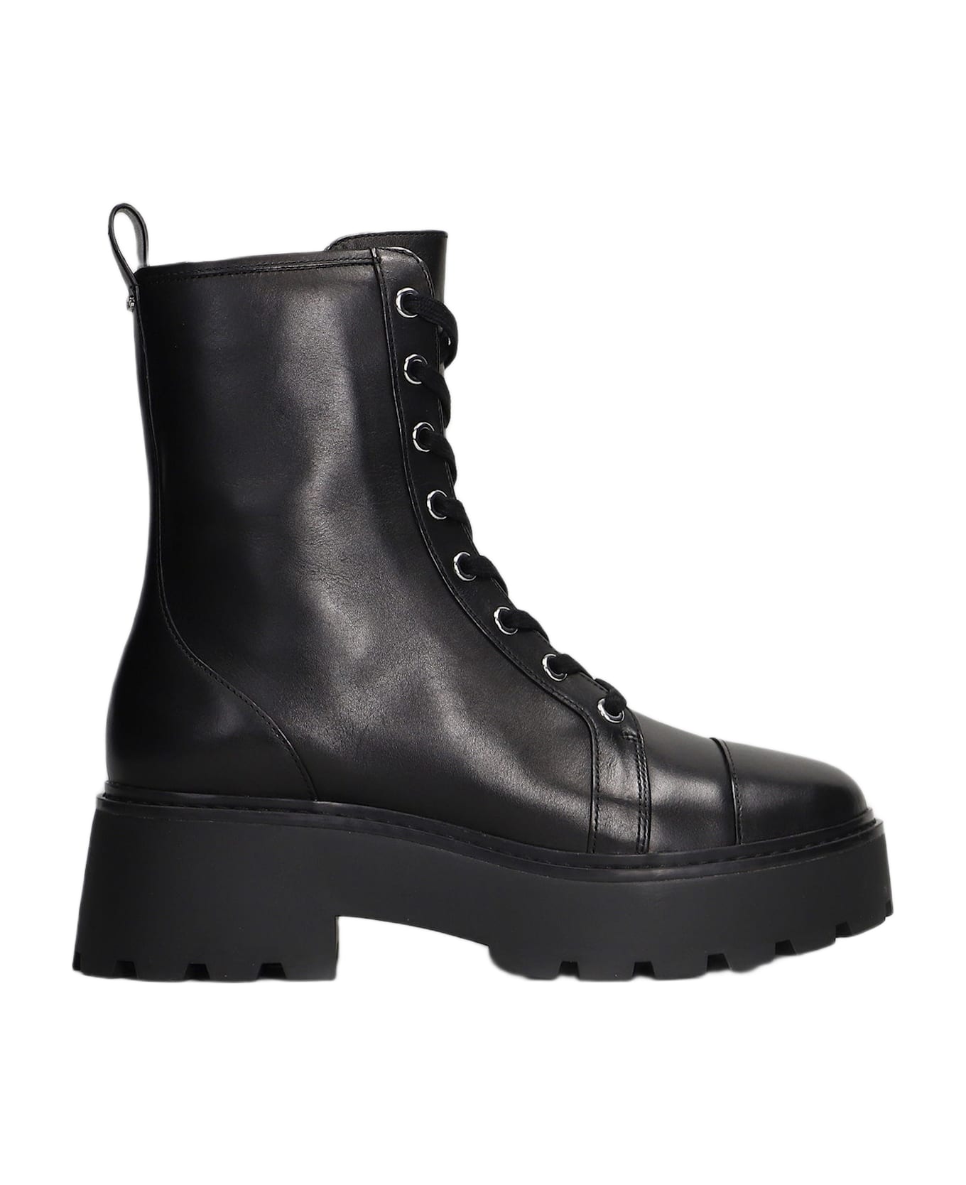Michael Kors Blake Bootie Combat Boots In Black Leather - black