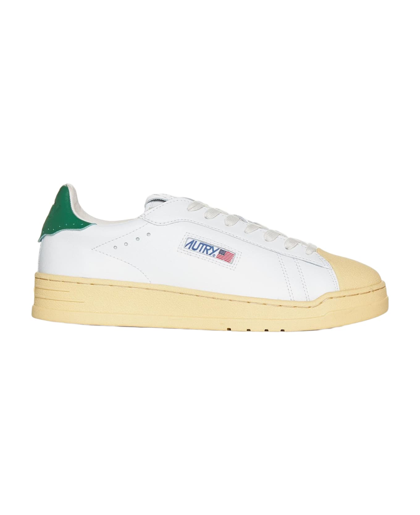 Autry Bob Lutz Low-top Leather Sneakers - White, green スニーカー