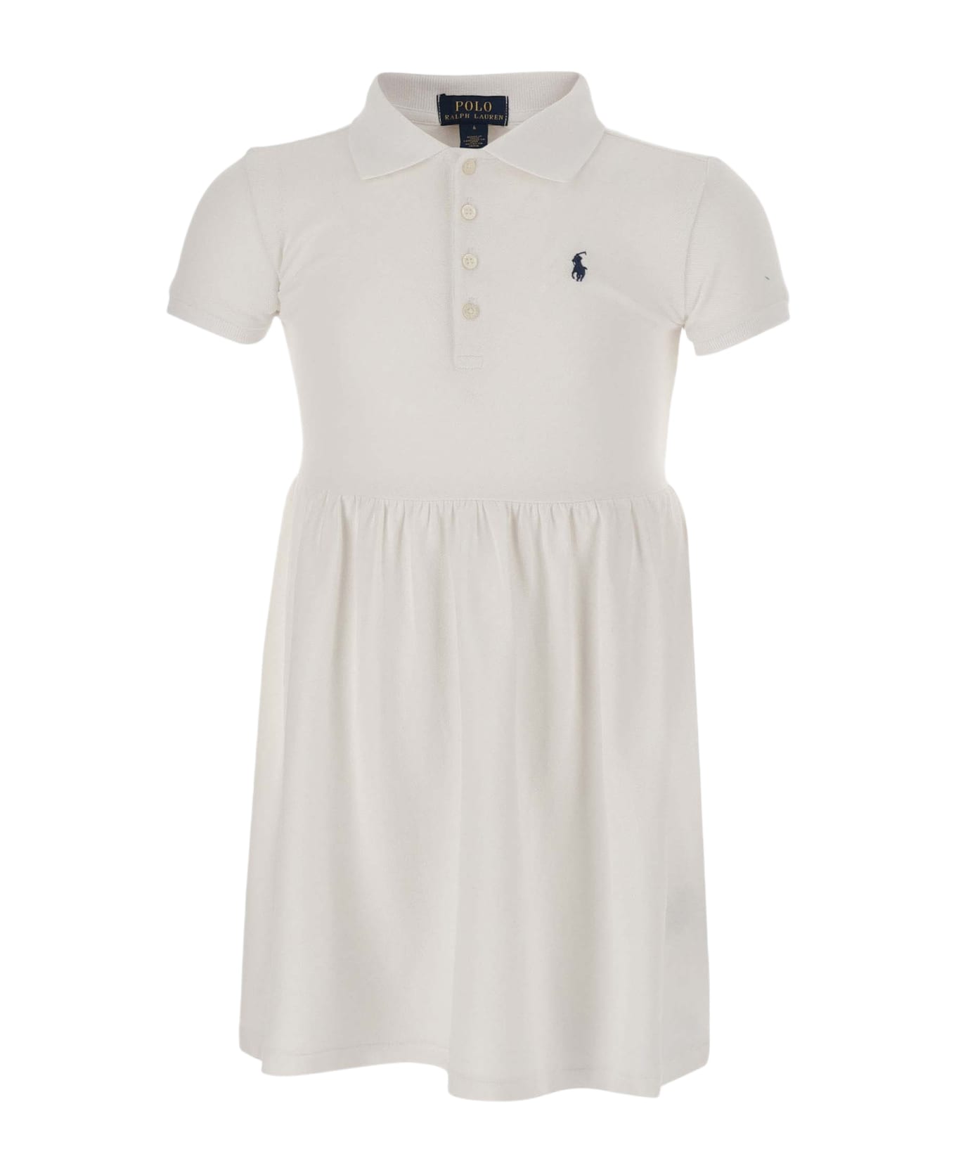Polo Ralph Lauren Stretch Cotton Dress With Logo - White ワンピース＆ドレス