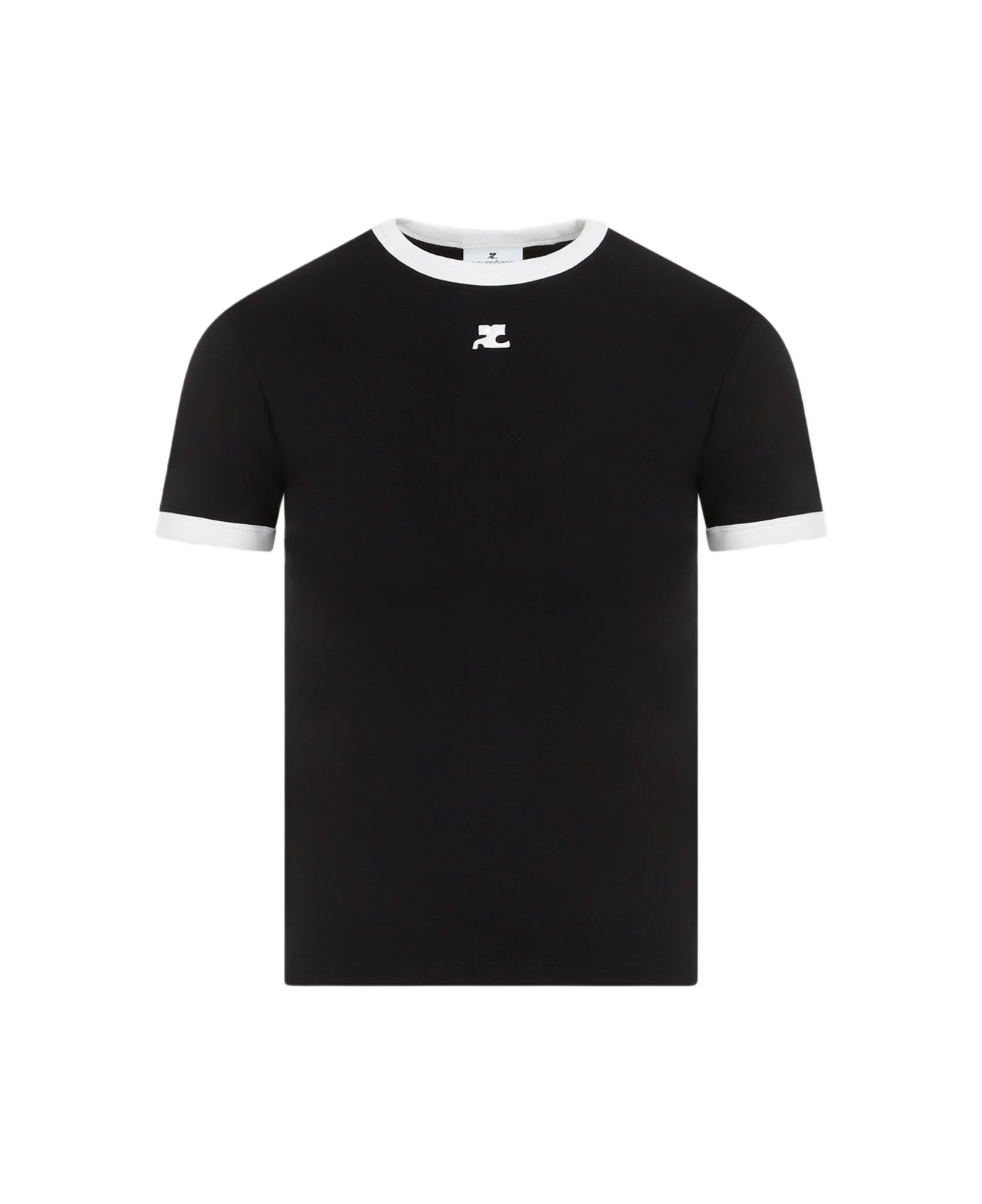 Courrèges Bumpy Contrast T-shirt Reedition - Black Heritage White Tシャツ