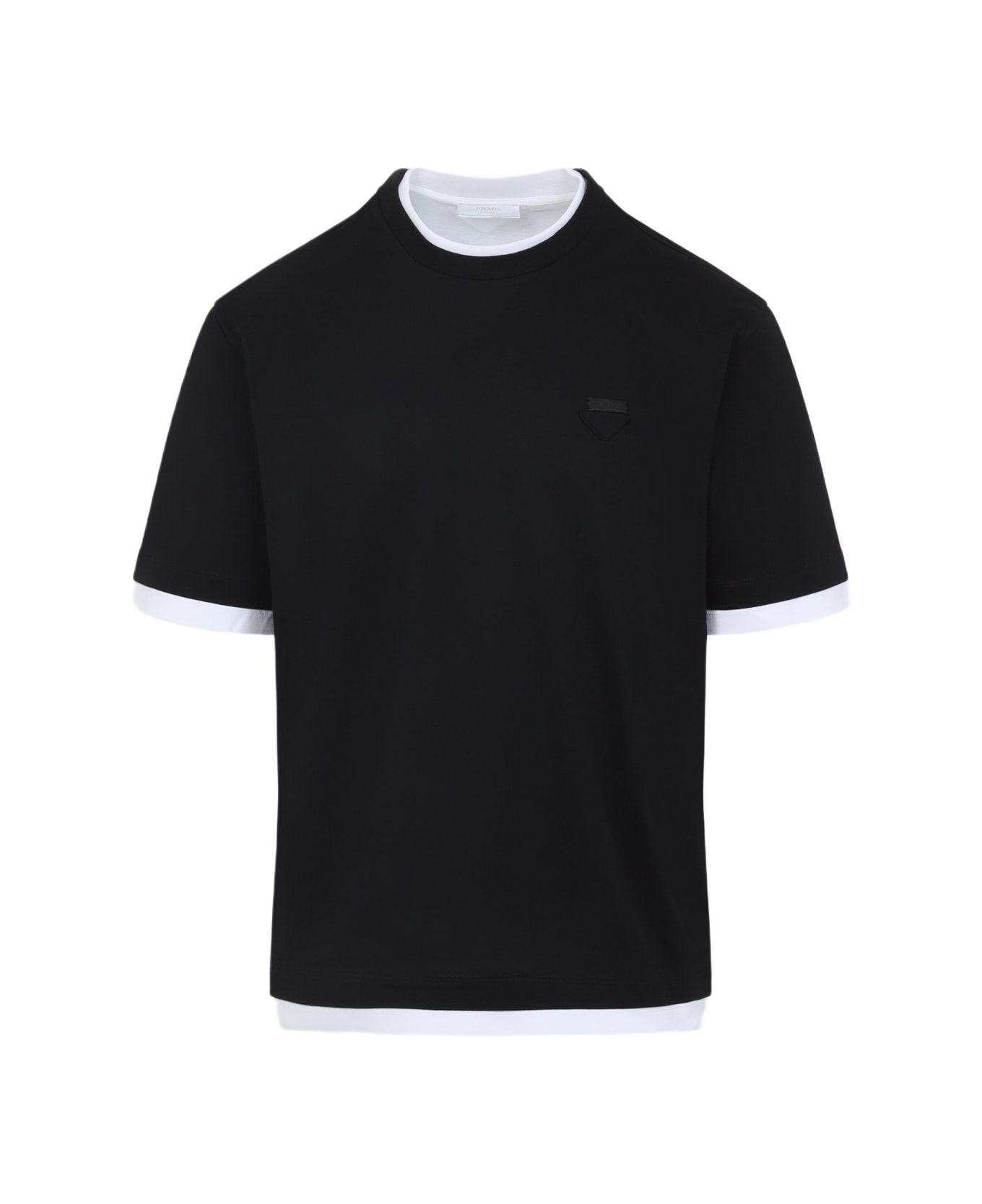 Prada Short Sleeves Crewneck T-shirt - Nero Bianco