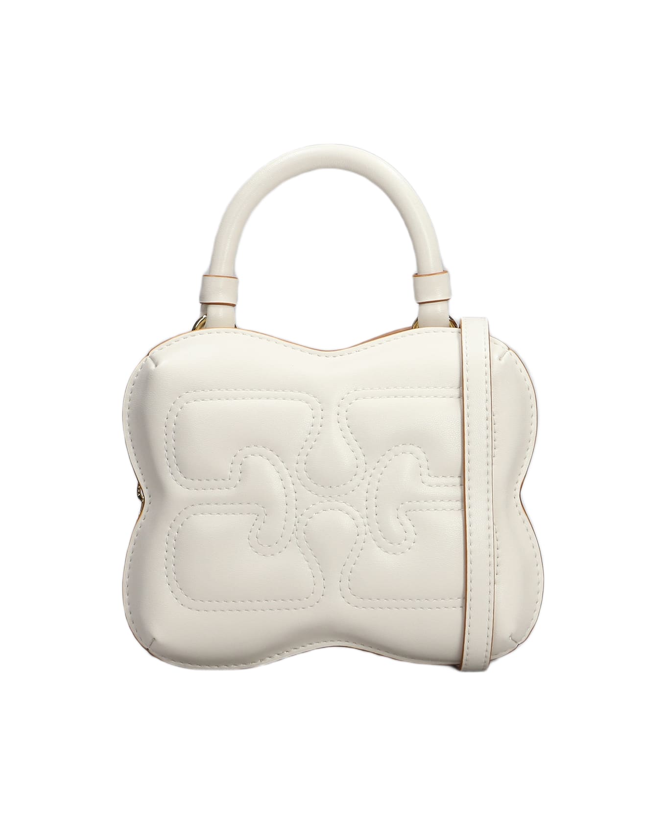 Ganni Butterfly Hand Bag In White Leather