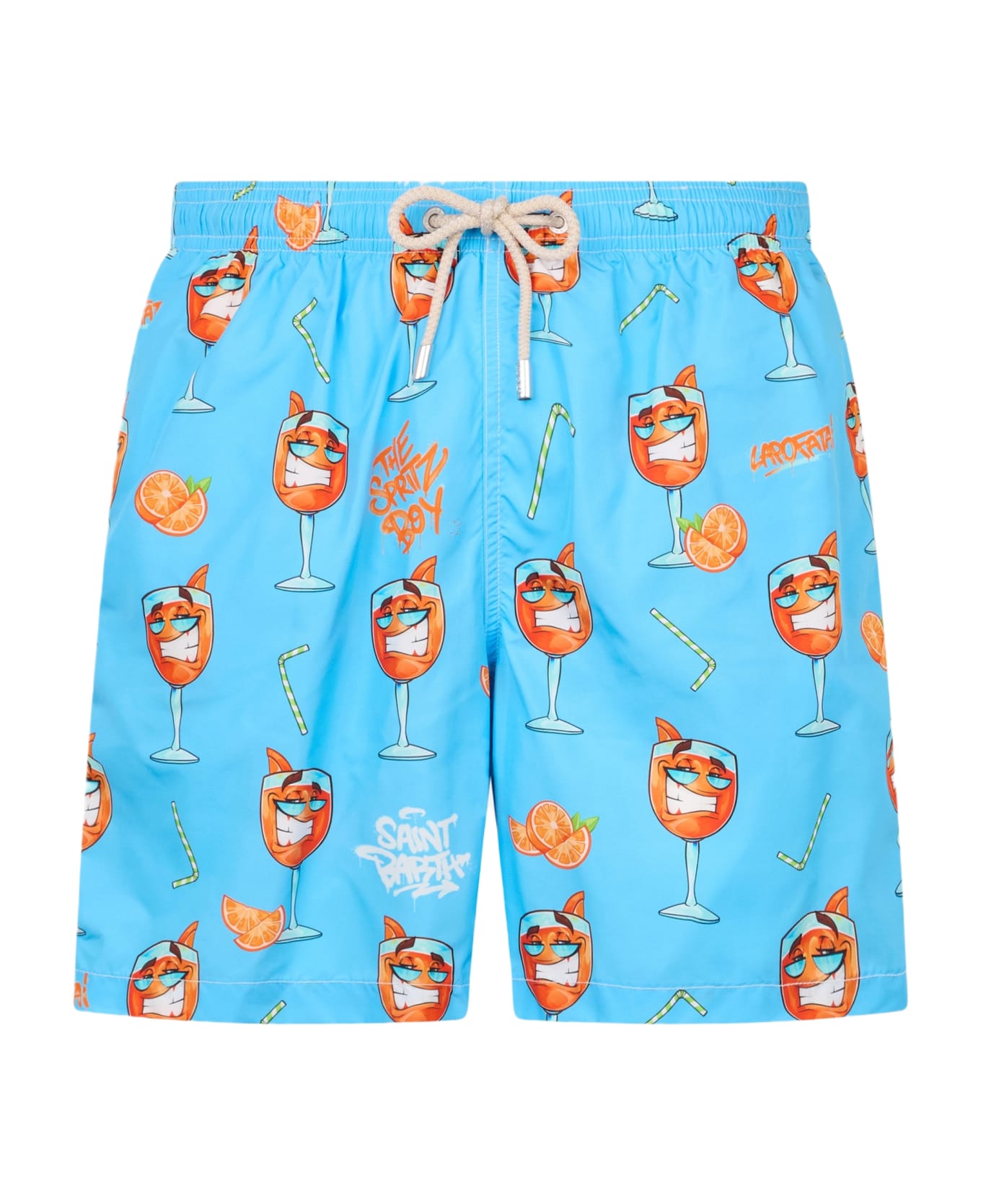 MC2 Saint Barth Man Lightweight Fabric Swim-shorts Lighting With Cryptopuppets Print | Cryptopuppets Special Edition - SKY