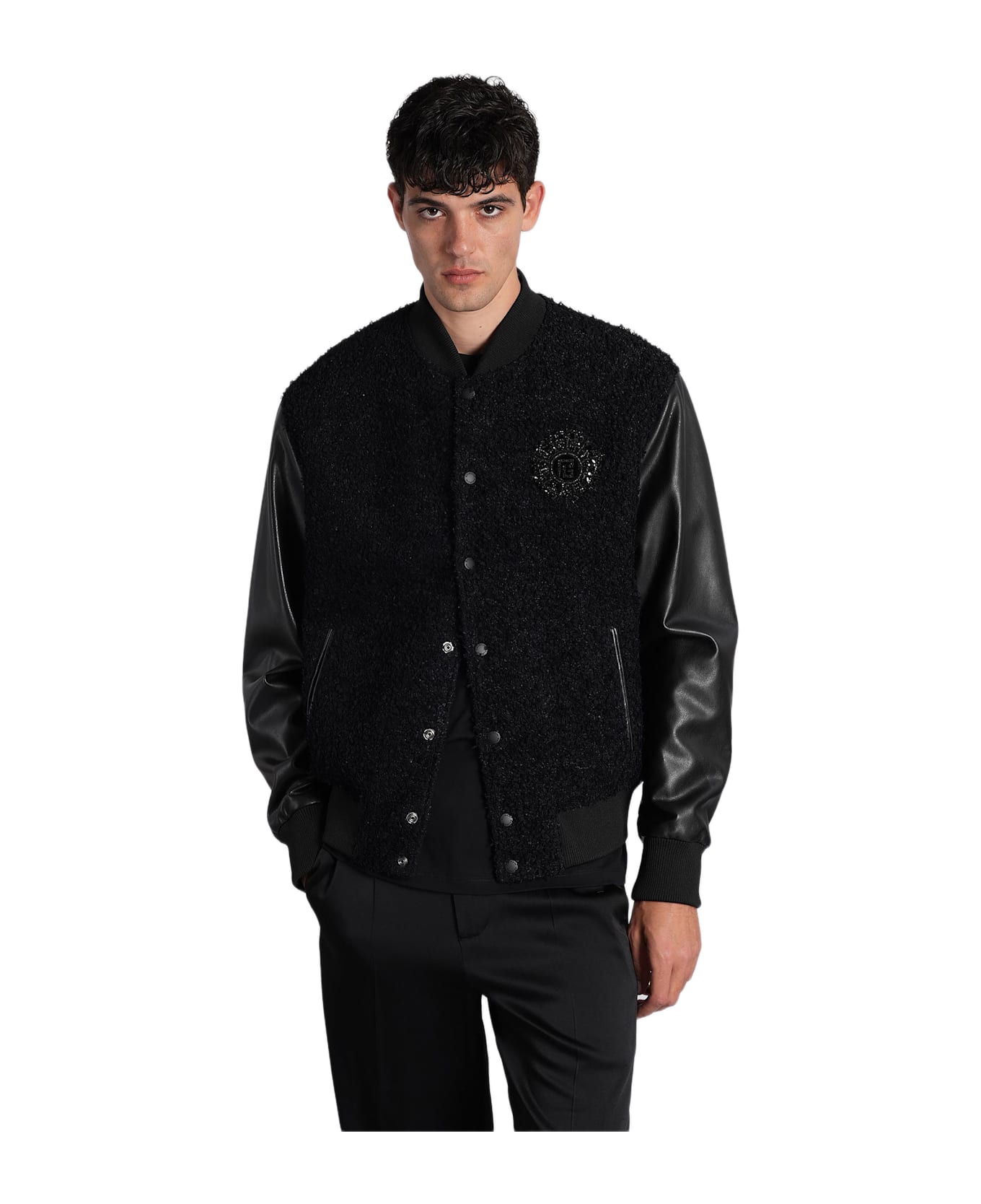 Balmain Bomber Jacket In Black Polyamide - black