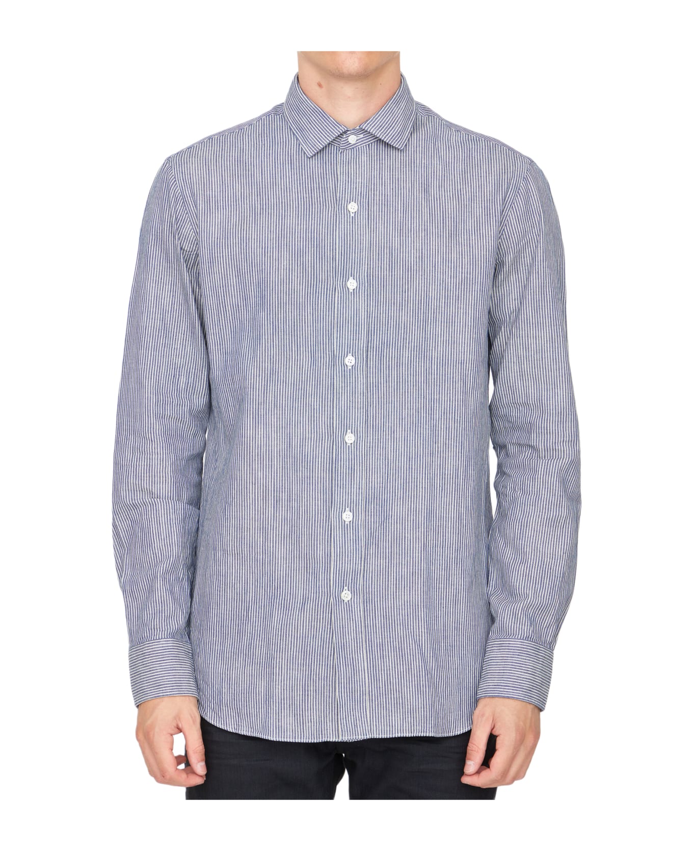Salvatore Piccolo Striped Cotton Shirt - LIGHT BLUE