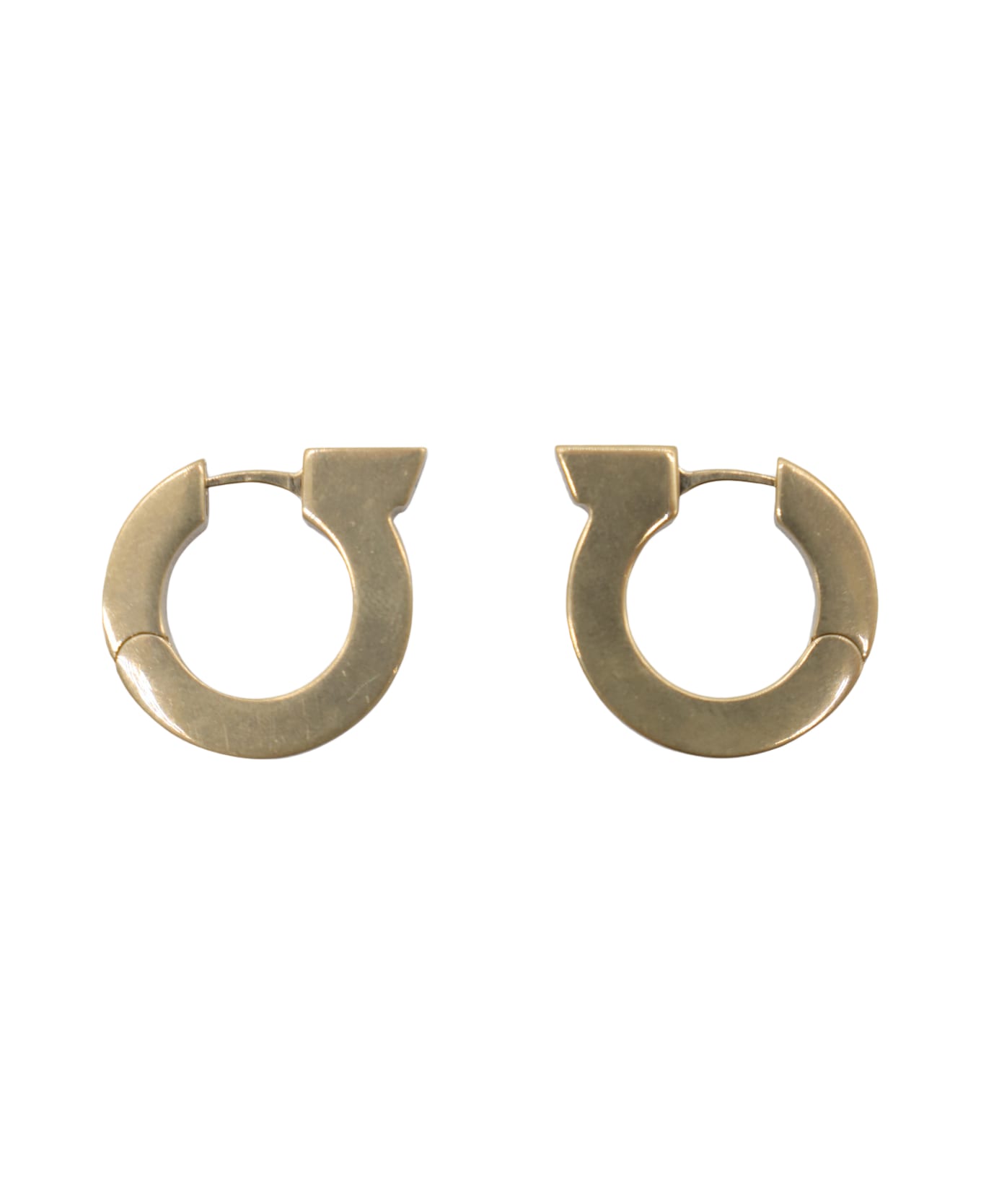 Ferragamo Gold Brass Hoop Gancini Earrings - OROMATT