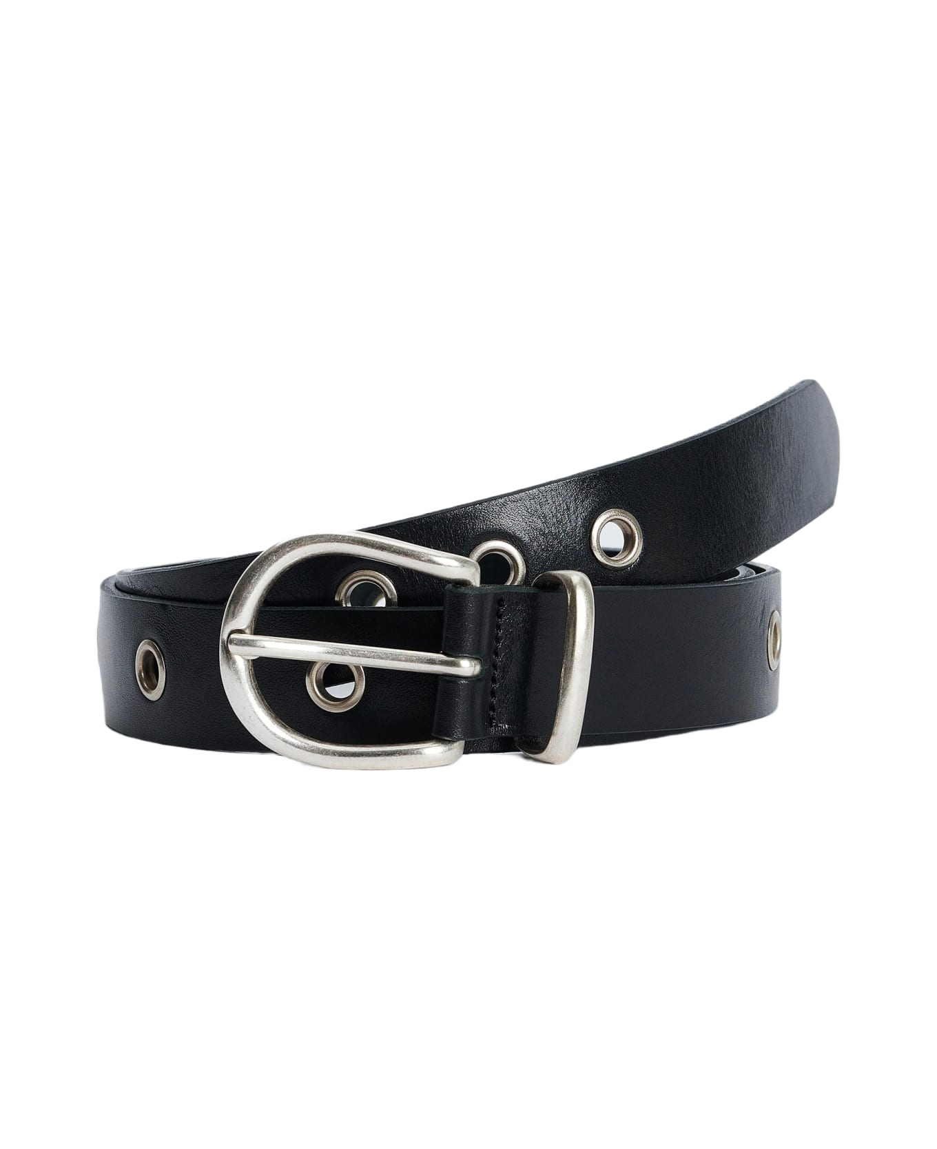 Sunflower #8021 Black leather belts with metal eyelets - Eyelet Belt 3cm - Nero