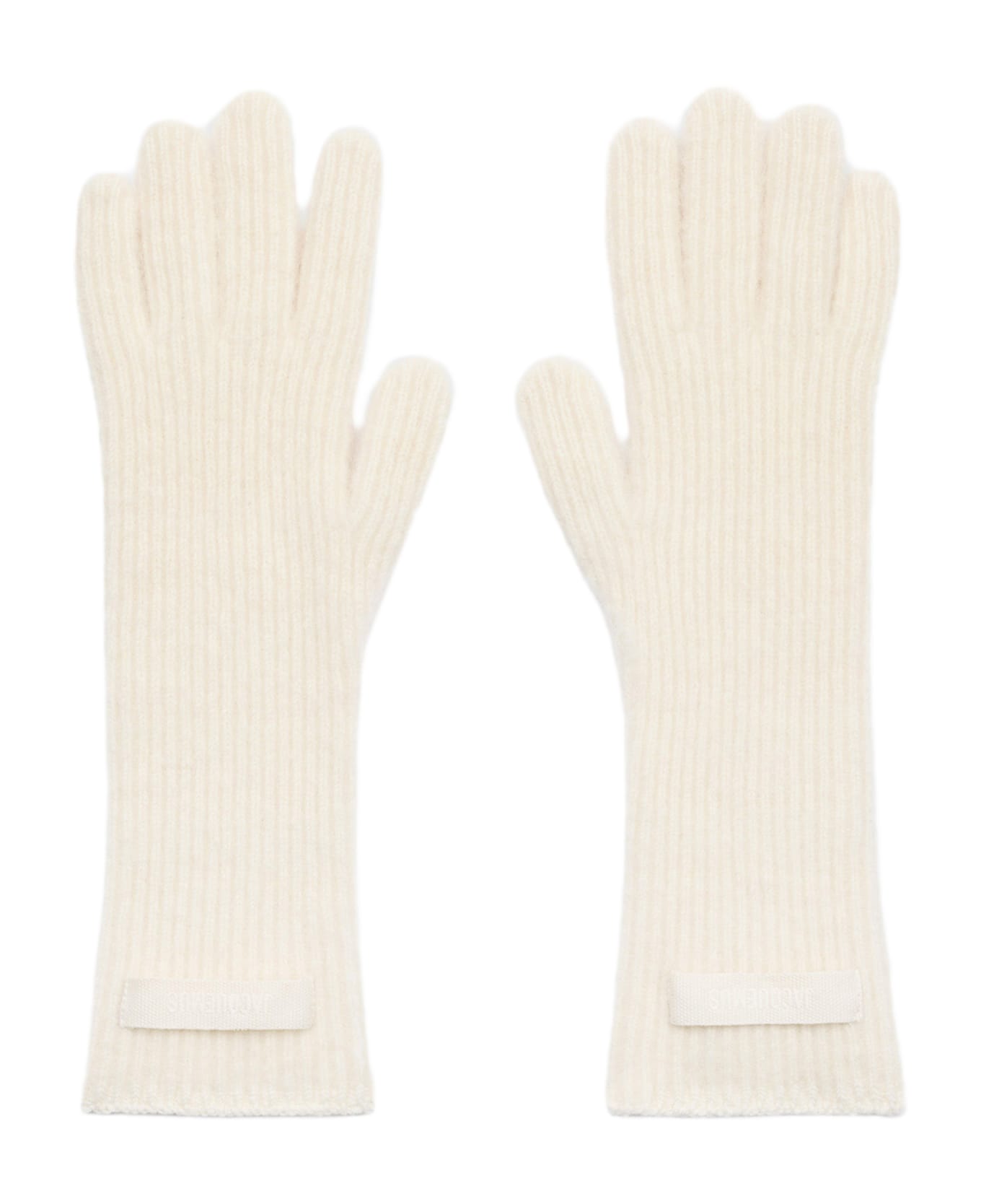 Jacquemus Grosgrain Wool Gloves - White