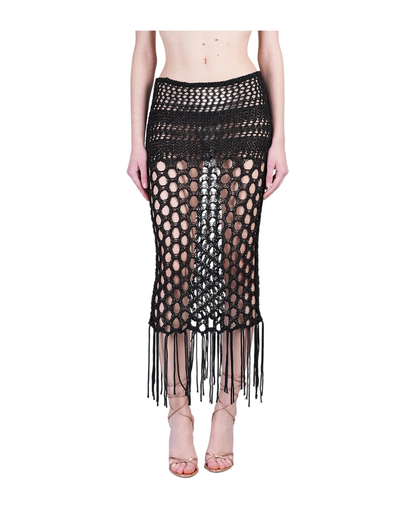 Laneus Skirt In Black Cotton - black