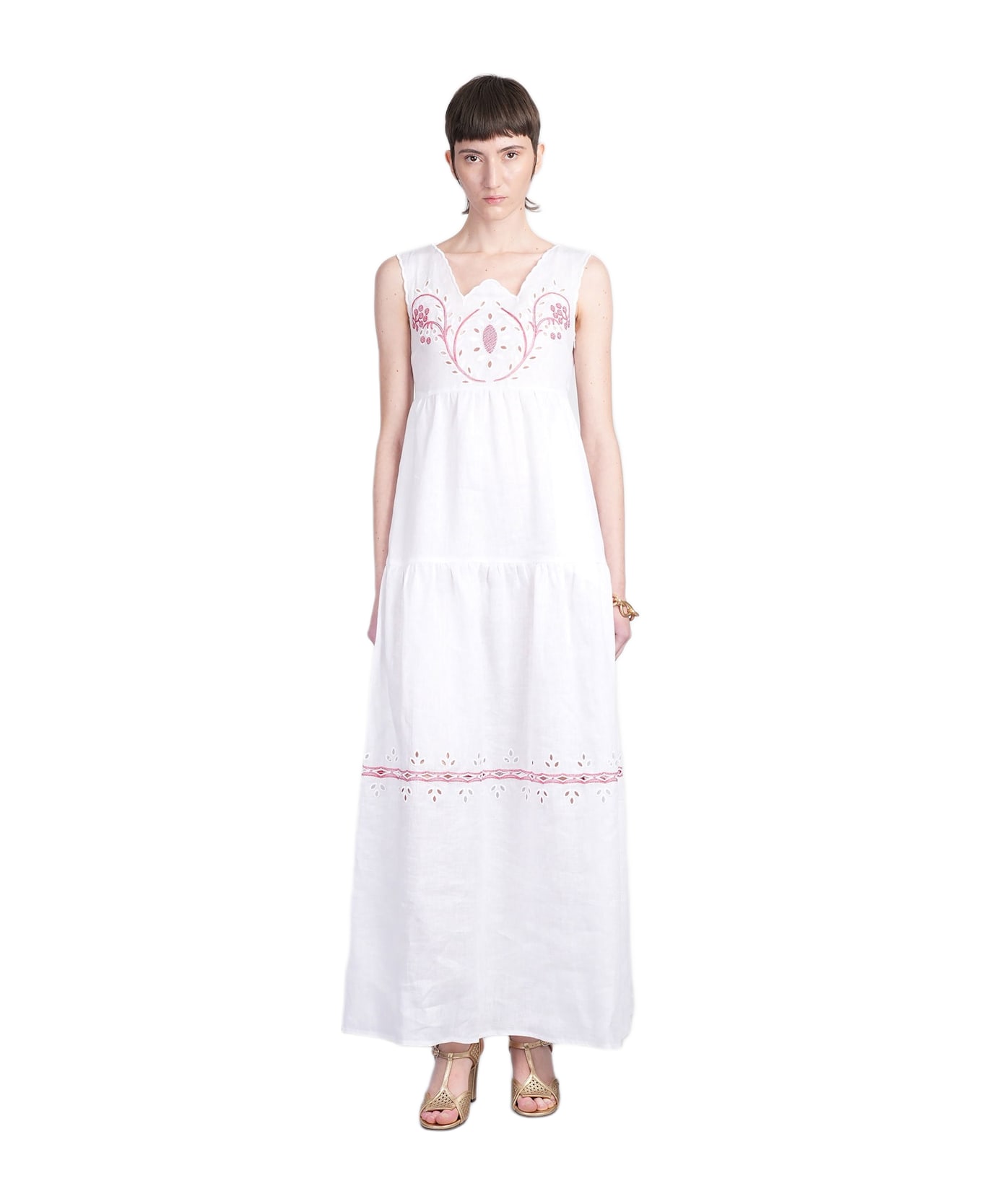 Holy Caftan Antonia Long Dress In White Linen - white