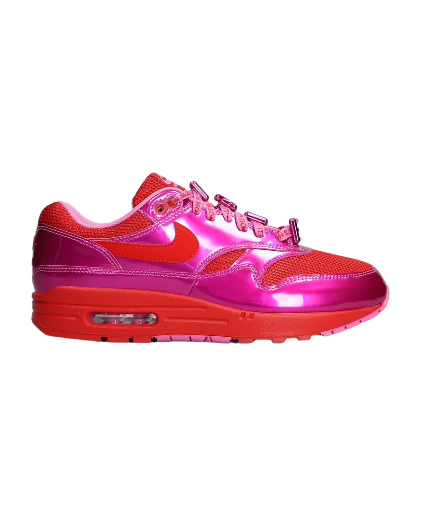 Nike Air Max 1 Prm Sneakers In Fuxia Leather And Fabric - fuxia