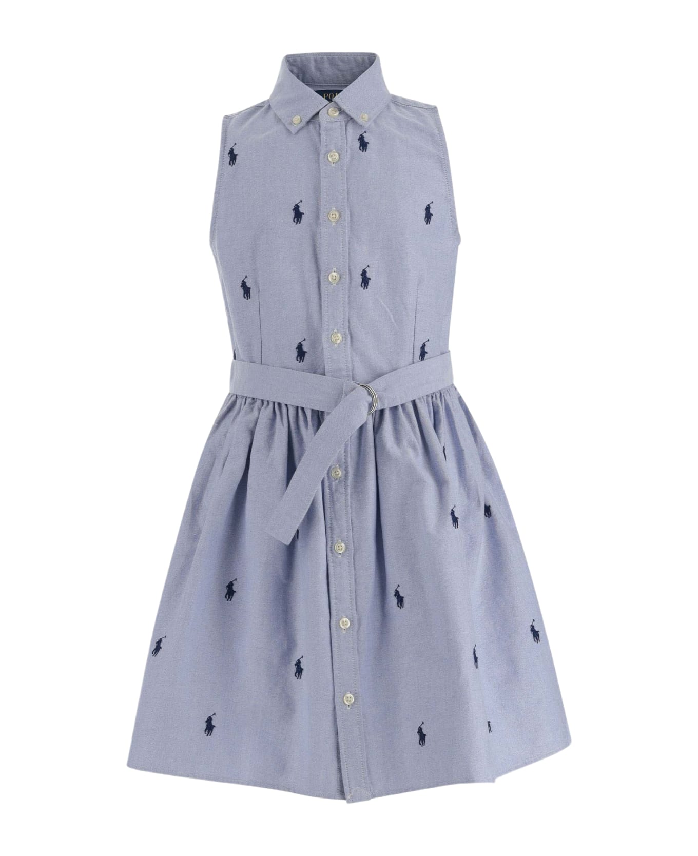 Polo Ralph Lauren Cotton Dress With All-over Logo - Blue