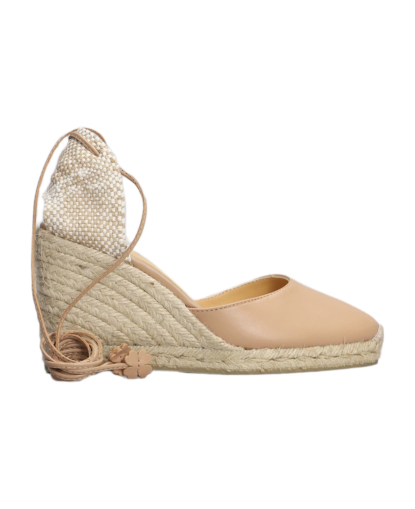 Castañer Carina-8-250 Wedges In Powder Leather And Fabric - powder