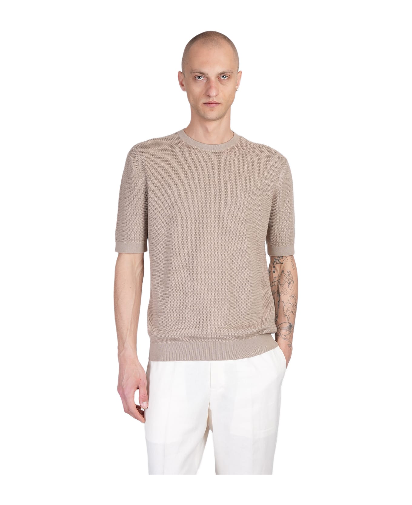 Zegna T-shirt In Taupe Cotton - taupe
